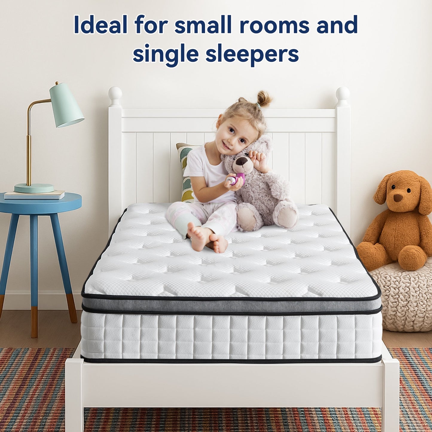 Hillnova 10" Twin Mattress, Euro Top Foam & Pocket Spring Hybrid Mattress in a Box, Plush Comfort, Pressure Relief and Motion Isolation