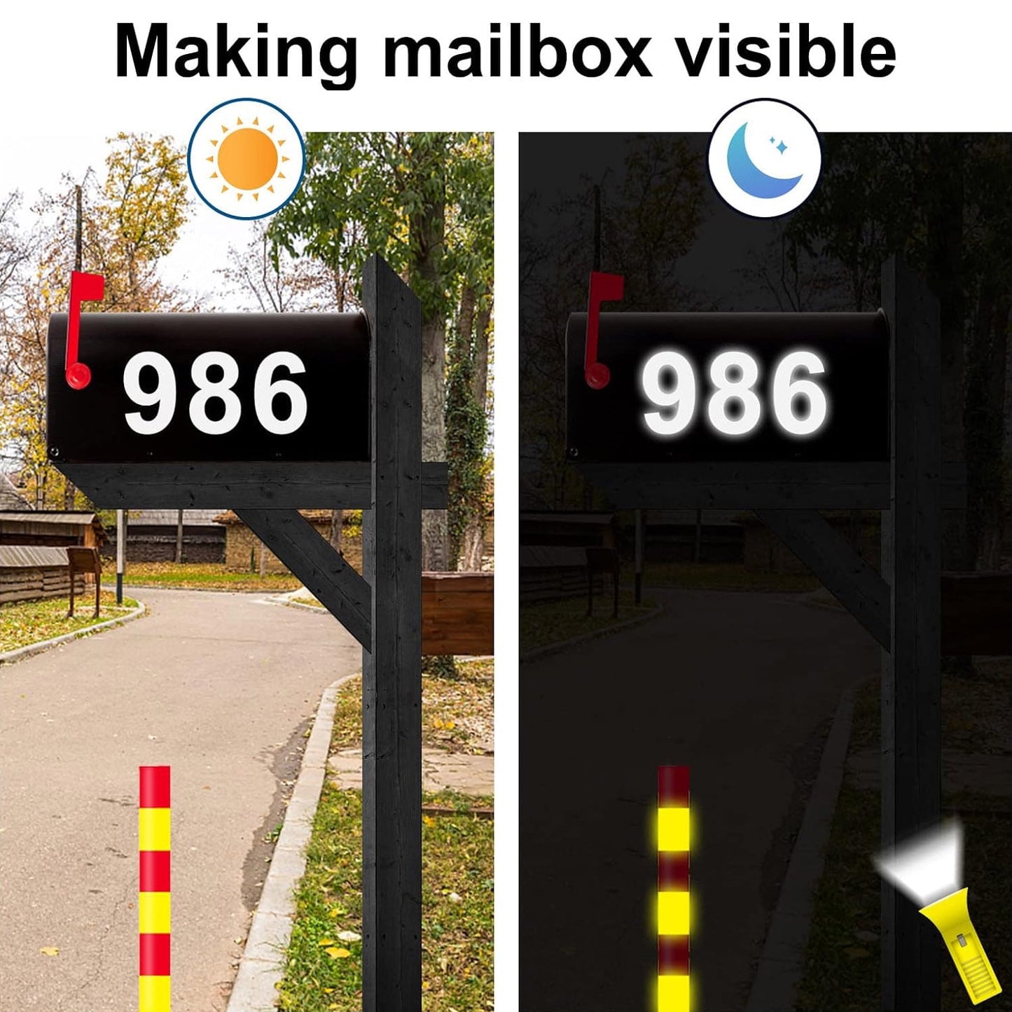 Fixdono Reflective Mailbox Numbers for Outside, 5 Sets Waterproof Mailbox Numbers Stickers for Mailbox, Door, Garbage Bins, Self Adhesive