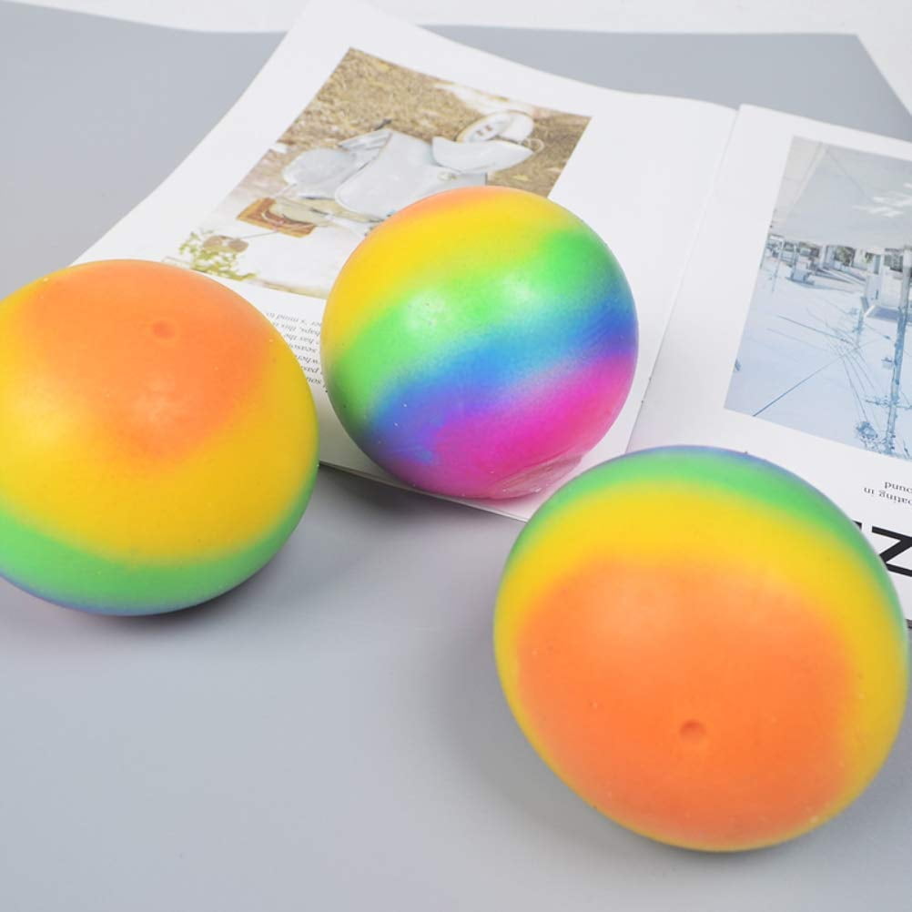 Rainbow Stress Balls, Squishy Sensory Fidget Toys for Kids and Adults, 2.75 Inch Stress Relief Squeeze Balls for Anxiety Relief