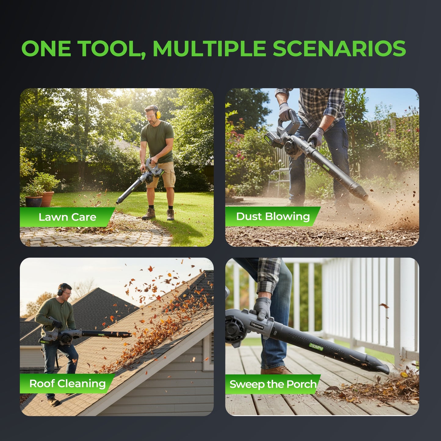 Fixdono Cordless Leaf Blower 190CFM/160MPH Electric Leaf Blower Compatible with 20V Battery, 3 Speed Modes, Lightweight Battery Powered Blowers for Lawn Care (Tool Only)