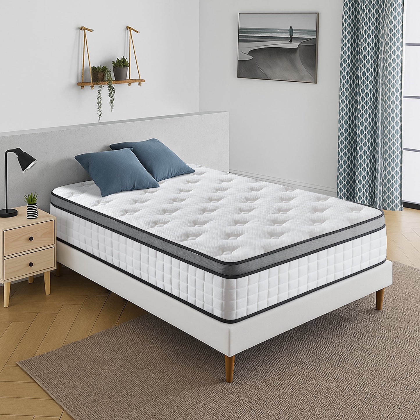 Hillnova 12" Twin Mattress, Euro Top Foam & Pocket Spring Hybrid Mattress in a Box, Plush Comfort, Pressure Relief and Motion Isolation