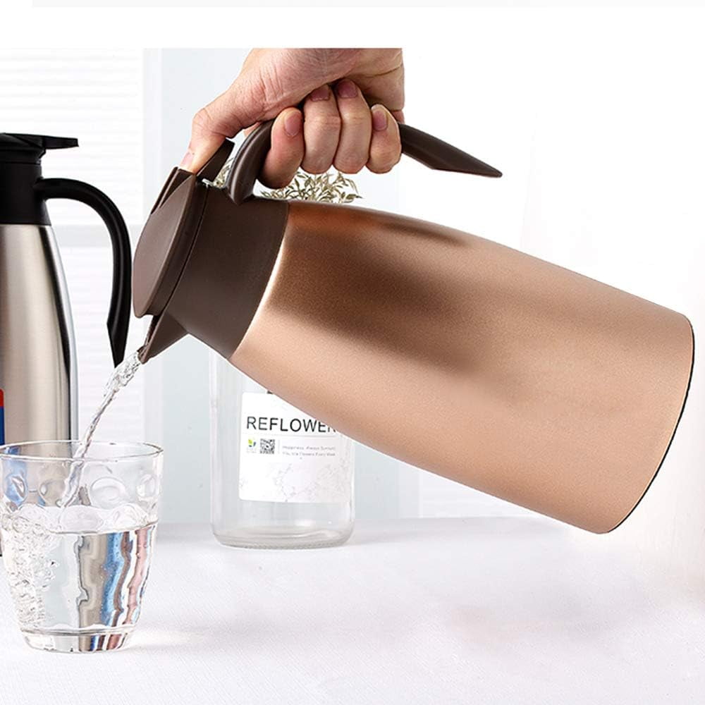 68oz Thermal Coffee Carafe, Stainless Steel Vacuum Insulated Coffee Thermos for Hot and Cold Beverage (Gold)