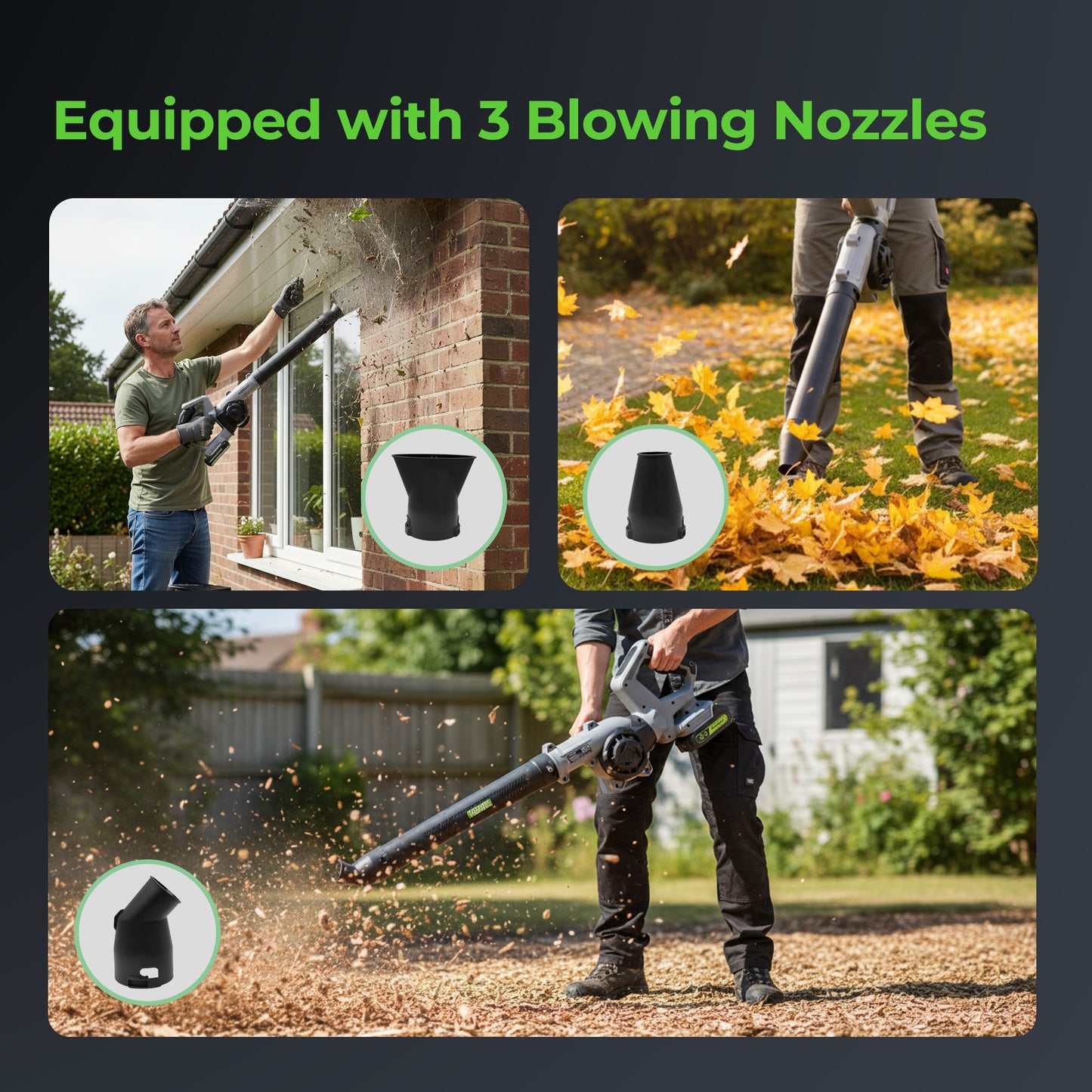 Fixdono Cordless Leaf Blower 190CFM/160MPH Electric Leaf Blower Compatible with 20V Battery, 3 Speed Modes, Lightweight Battery Powered Blowers for Lawn Care (Tool Only)