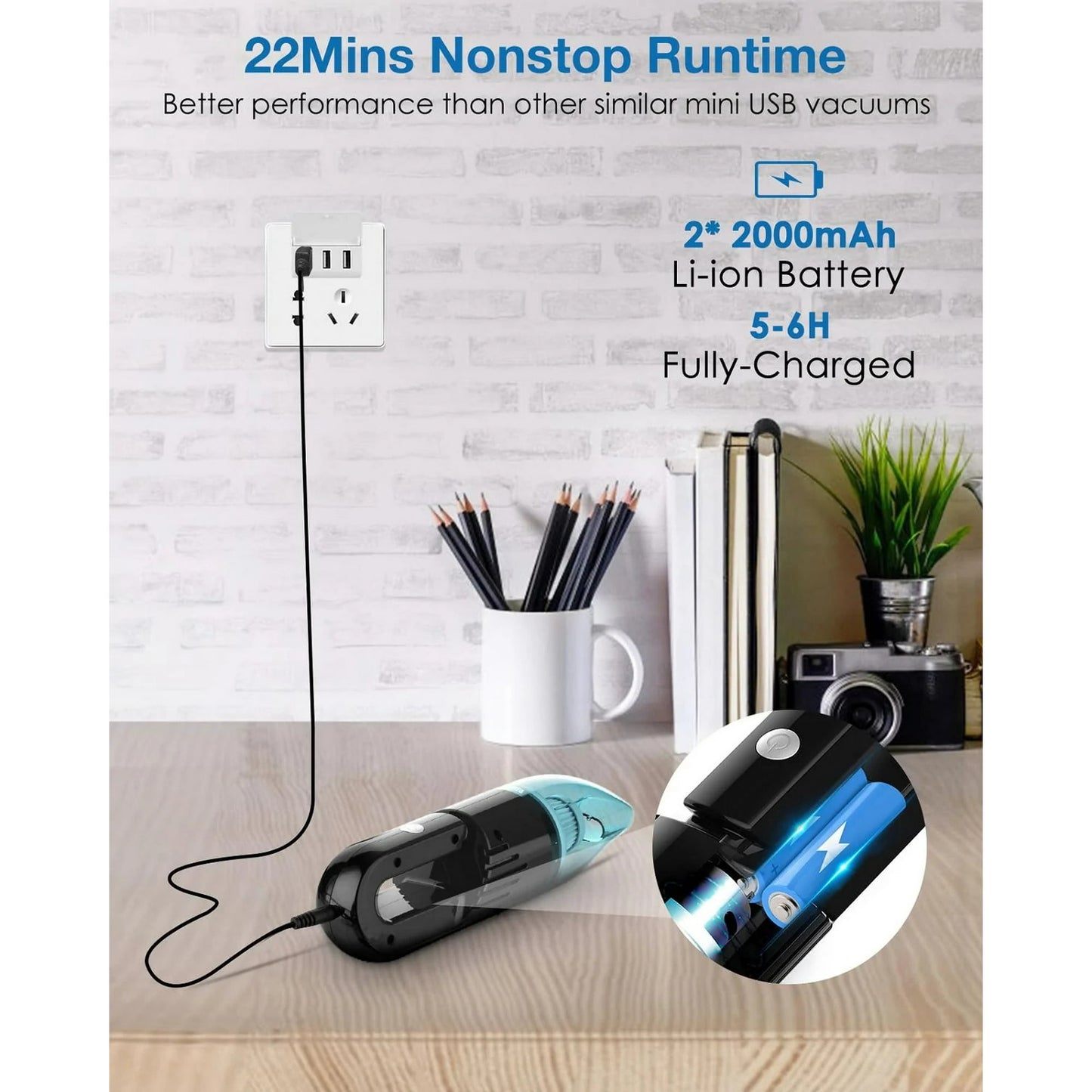 Fixdono Handheld Vacuum Cordless, 6000Pa Rechargeable Car Vacuum Cleaner Dust Buster with Multi-Nozzles for Automotive, Keyboard, Office