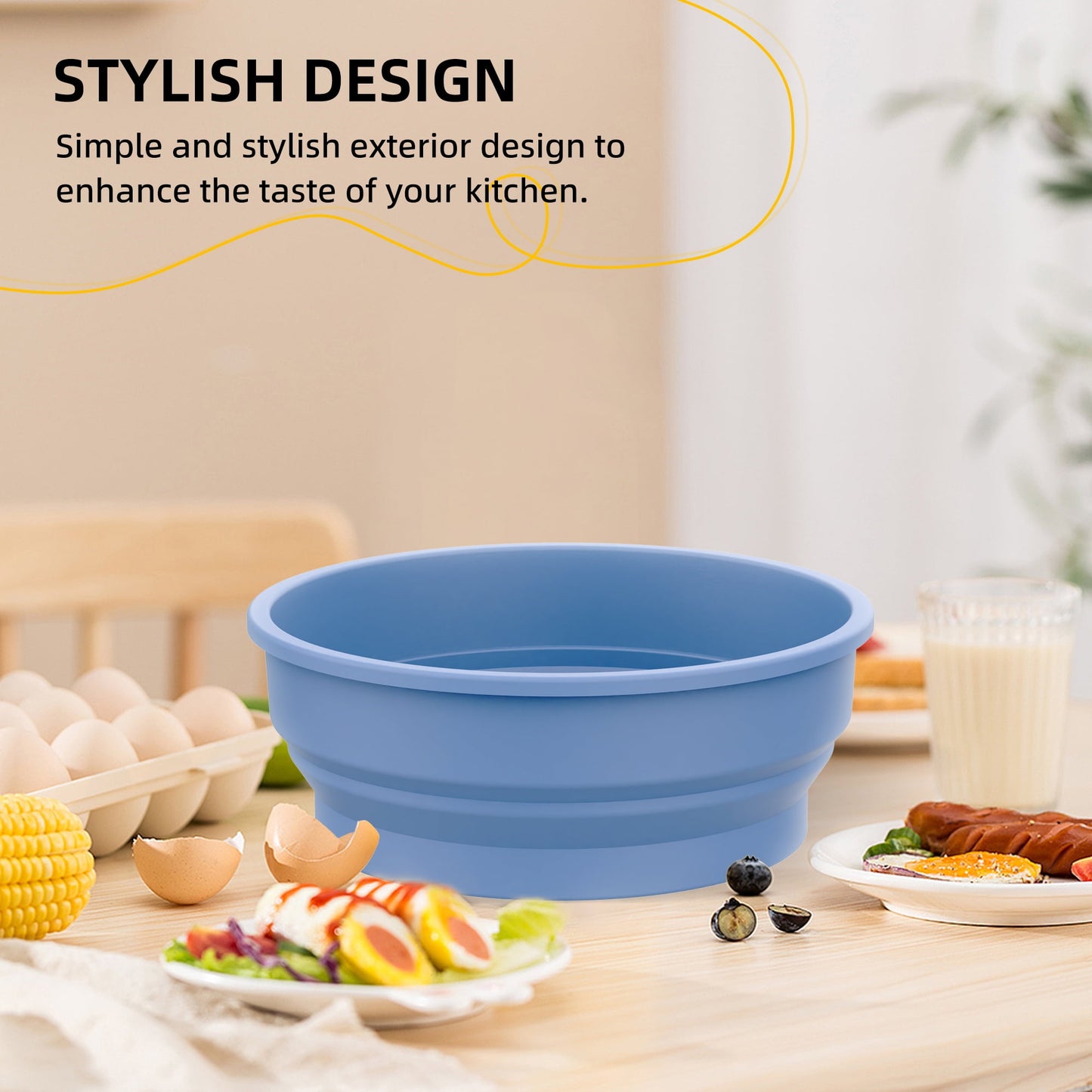 1 Pcs Collapsible Batter Bowl, Mess Free Breading Shaker, Silicone Mixing Bowls with Lids, Fry Fish Chicken Onion Rings