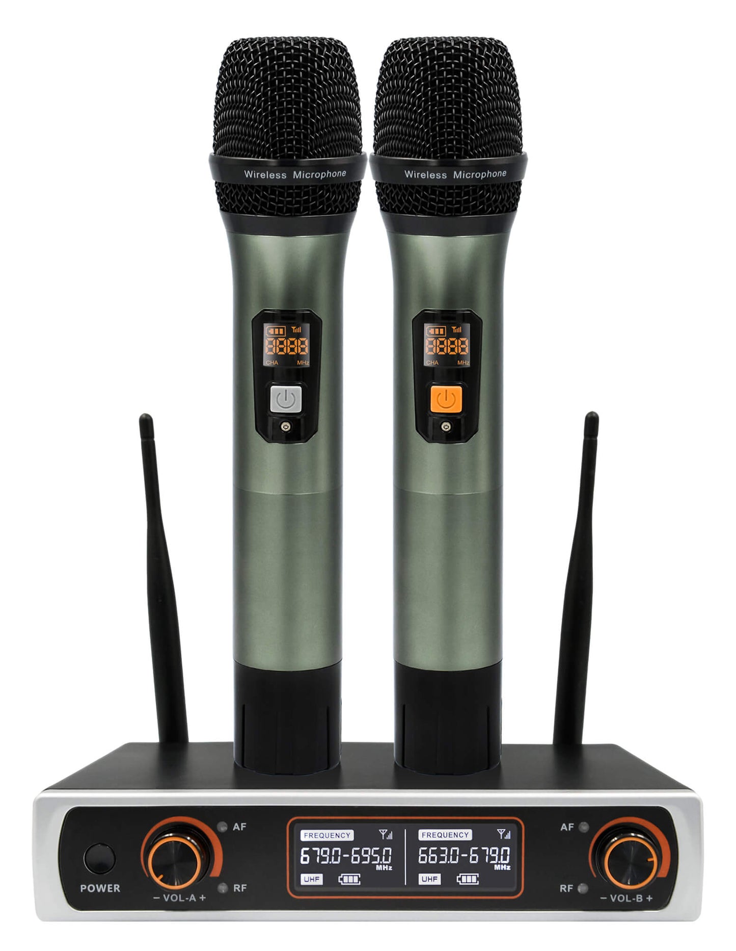 Fixdono Wireless Microphone System, Dual Handheld Cordless Dynamic Microphones for Singing Karaoke, Speaker, Conferences, Wedding, Church, 328 ft