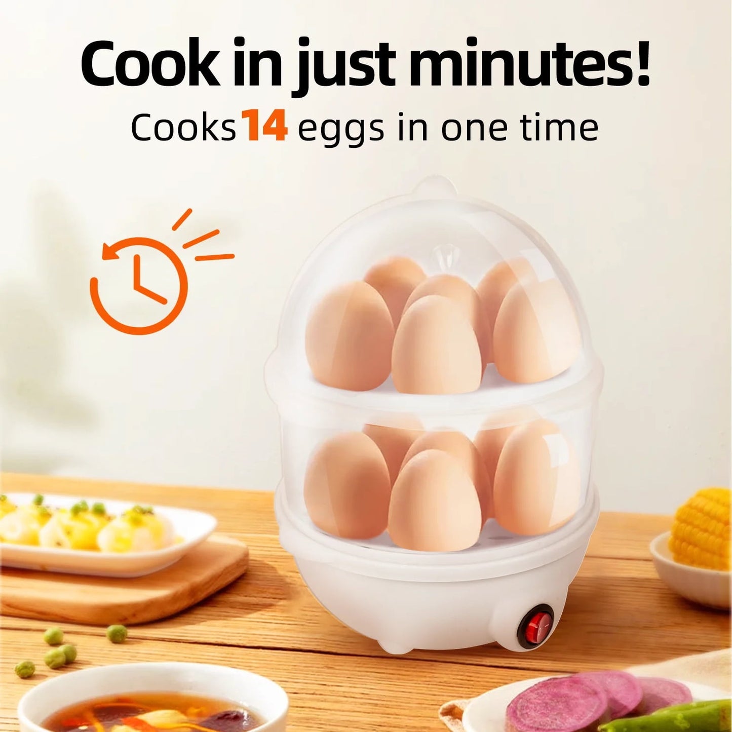 Fixdono Rapid Egg Cooker, 14 Egg Capacity Electric Egg Cooker for Hard Boiled Eggs, White