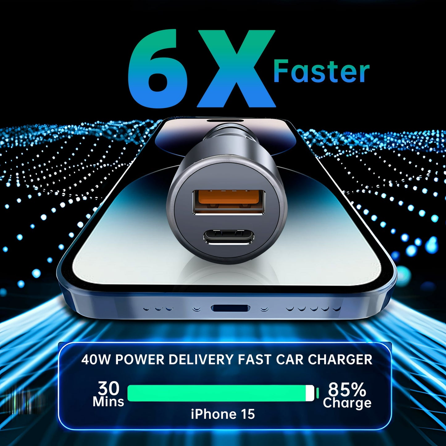 Fixdono Compatible with iPhone Fast Car Charger, 20W Car Charging Adapter for iPhone, Black