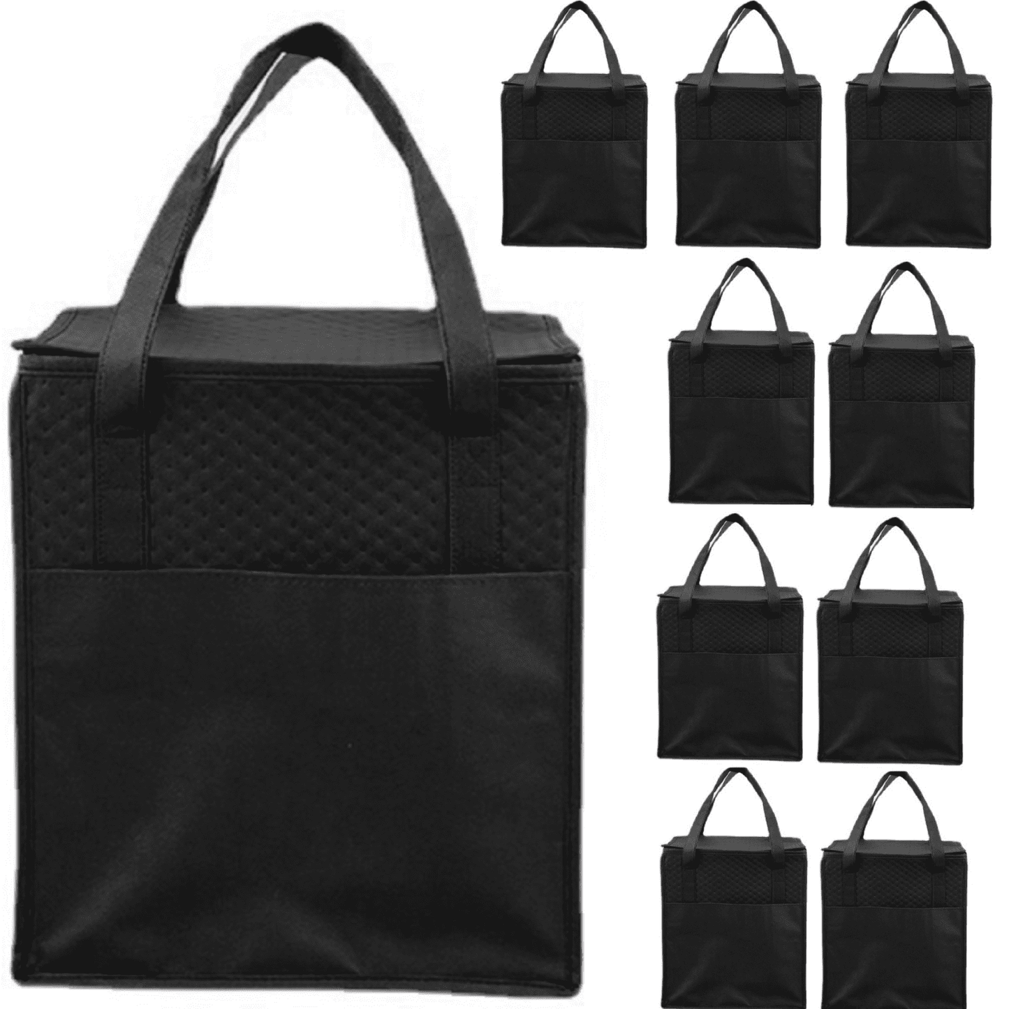 Sentryse 10-Pack Insulated Reusable Grocery Bag with Zippered Top, Large Insulated Bags, Thermal Food Storage Cooler Bag for Picnic, Travel, Groceries, Shopping