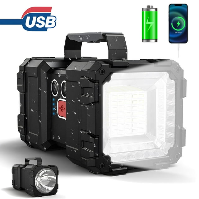 Light Up the Night: Rechargeable LED Spotlight Flashlight with 7 Lighting Modes!
