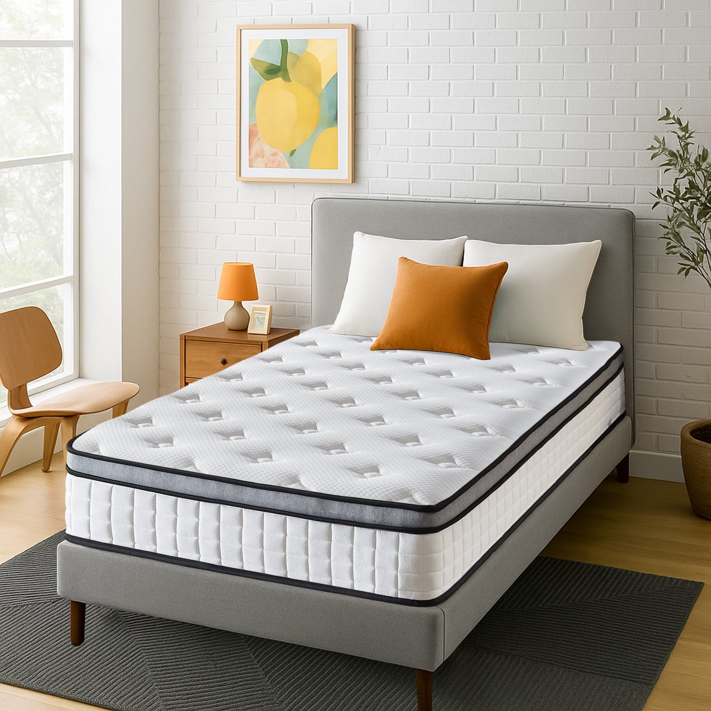 Hillnova 10" Twin Mattress, Euro Top Foam & Pocket Spring Hybrid Mattress in a Box, Plush Comfort, Pressure Relief and Motion Isolation