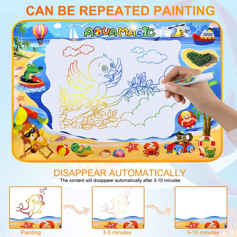 Water Doodle Mat, 40x32 Inches Water Drawing Mats for Toddlers 1-3, Water Drawing Mat, Painting Mat Kids Educational Learning Toys 2 3 4 5 6 Year Old Girl Birthday Gifts