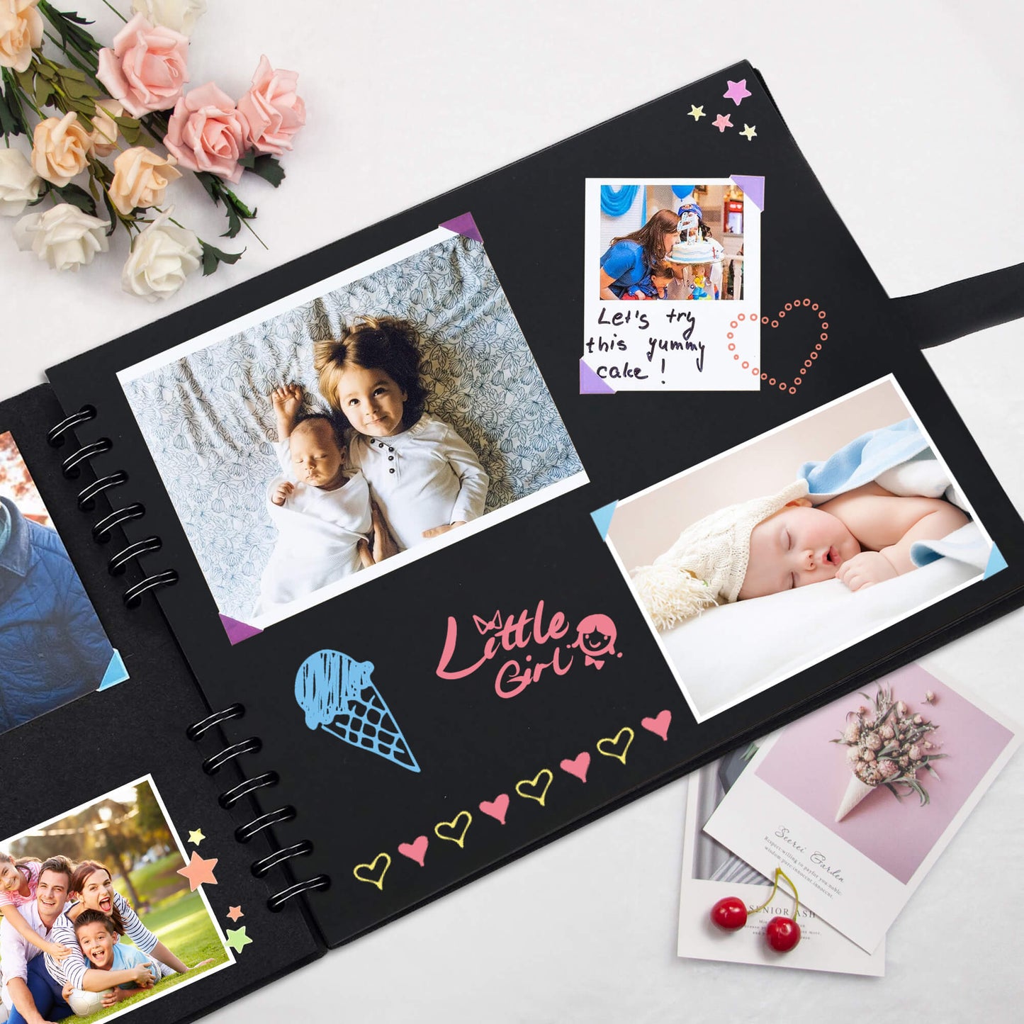 Fixdono Scrapbook Photo Album with 80 Pages, DIY Photo Album Scrapbook for Wedding, Anniversary, Birthday, Travel, Friends, Baby, 11.4 x 8.4"