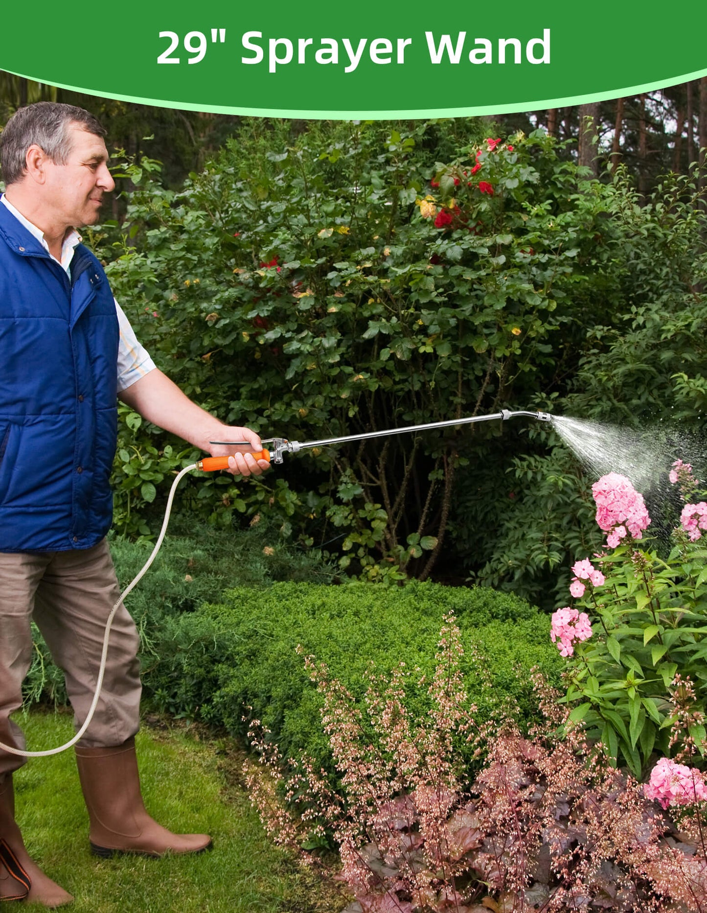 Fixdono Stainless Steel Watering Wand, 29" Universal Sprayer Wand Replacement, Perfect for Garden