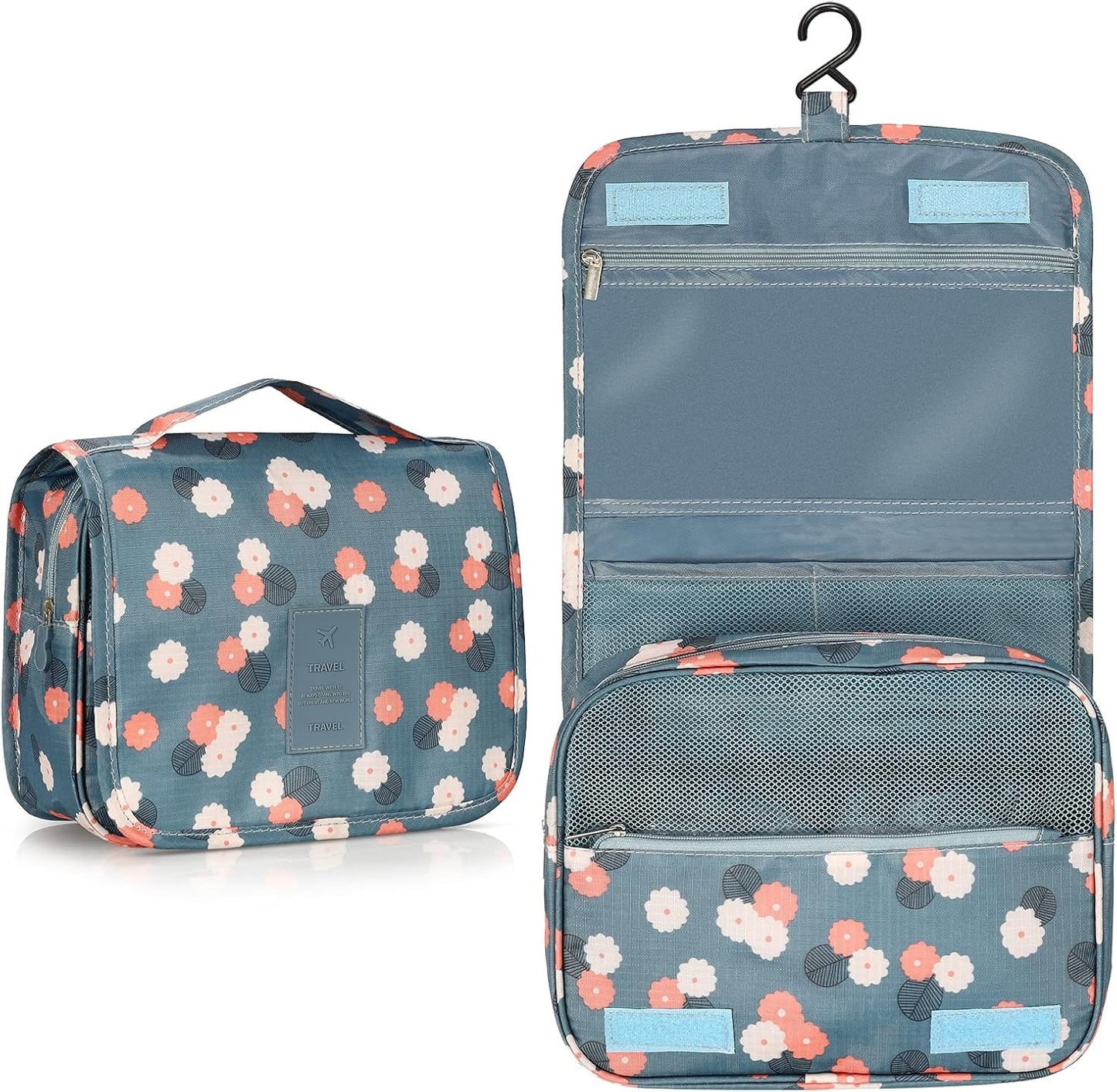 Toiletry Bag Travel Bag with Hanging Hook, Waterproof Makeup Cosmetic Bag Travel Organizer for Accessories, Full-size Container, Large Capacity