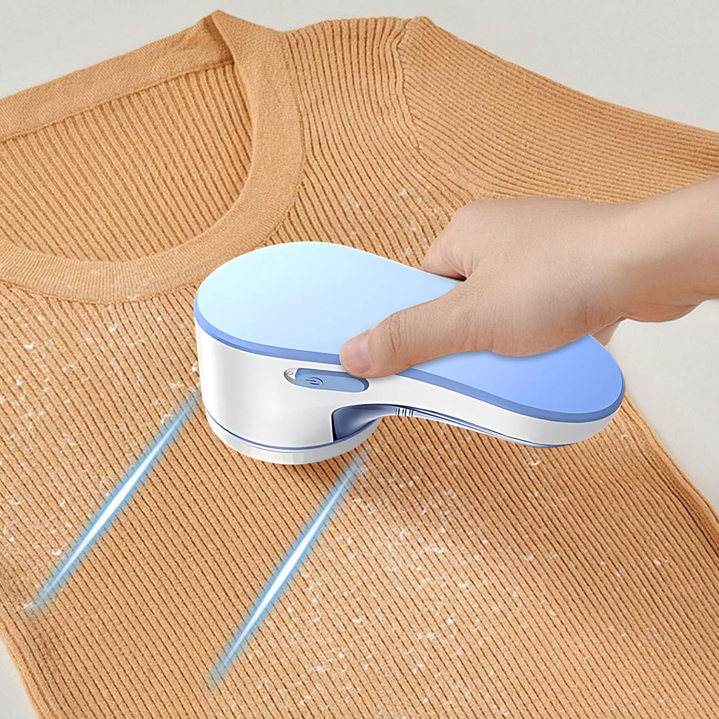 Fixdono Fabric Shaver, Lint Remover Rechargeable, Electric Portable Sweater Defuzzer with 2 Spare Blades, Blue