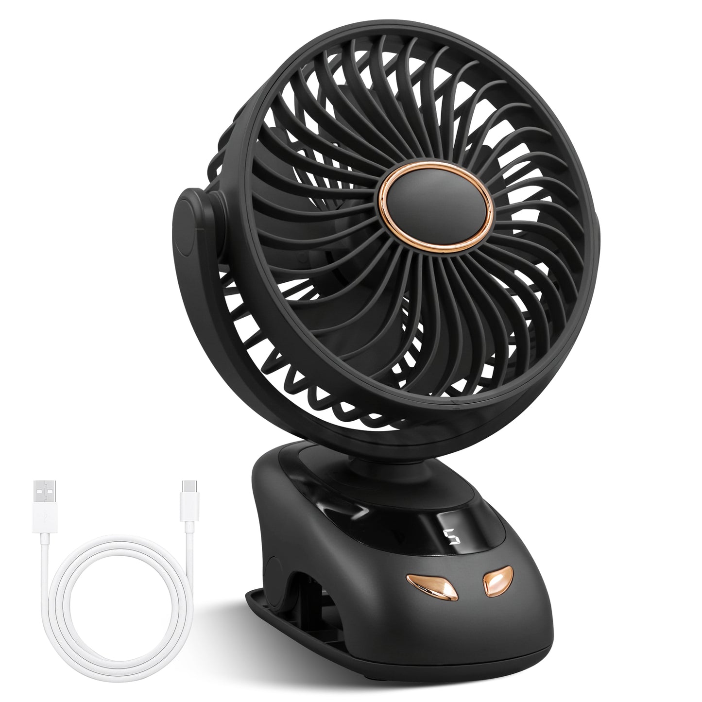 Sentryse Small Clip on Fan, Mini Bedside Desk Fan, USB Plug, with Sturdy Clamp,White