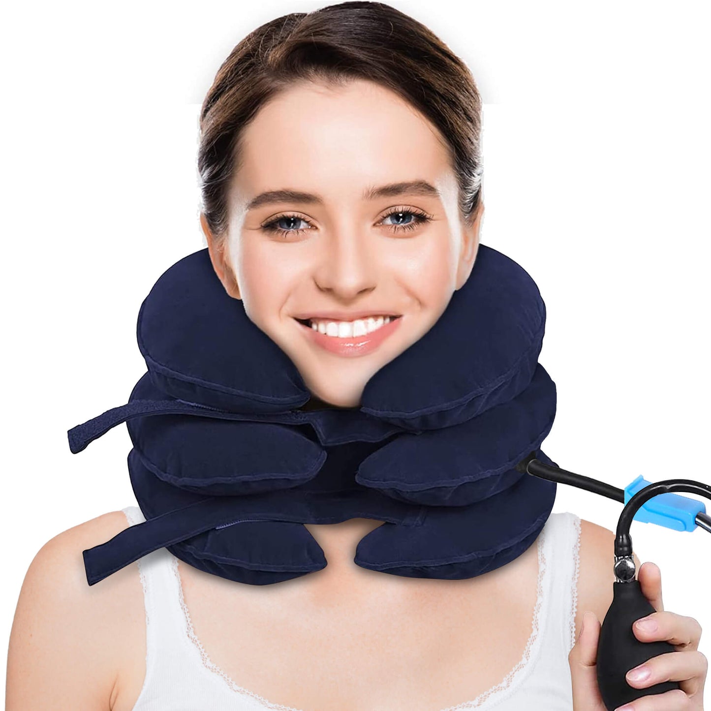 Cervical Neck Traction Device for Neck Pain Relief, Adjustable Inflatable Neck Stretcher Neck Brace, Neck Traction Pillow for Use Neck Decompression and Neck Tension Relief