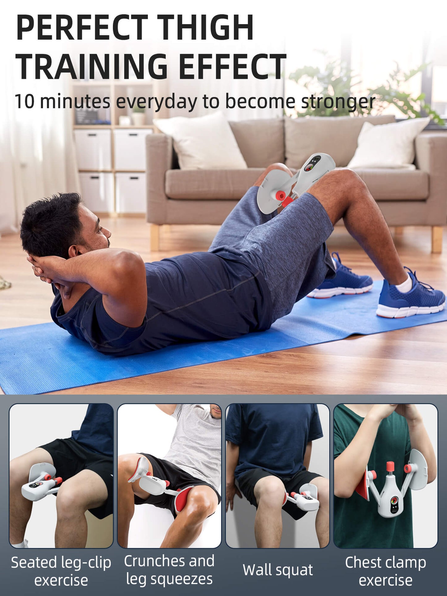 Tidymend Thigh Master 0-77 lbs Adjustable Resistance, Kegel Exerciser Pelvic Floor Muscle with Fixed Leg Straps and Replaceable Handle, Inner Thigh Exerciser for Women Men, Gray