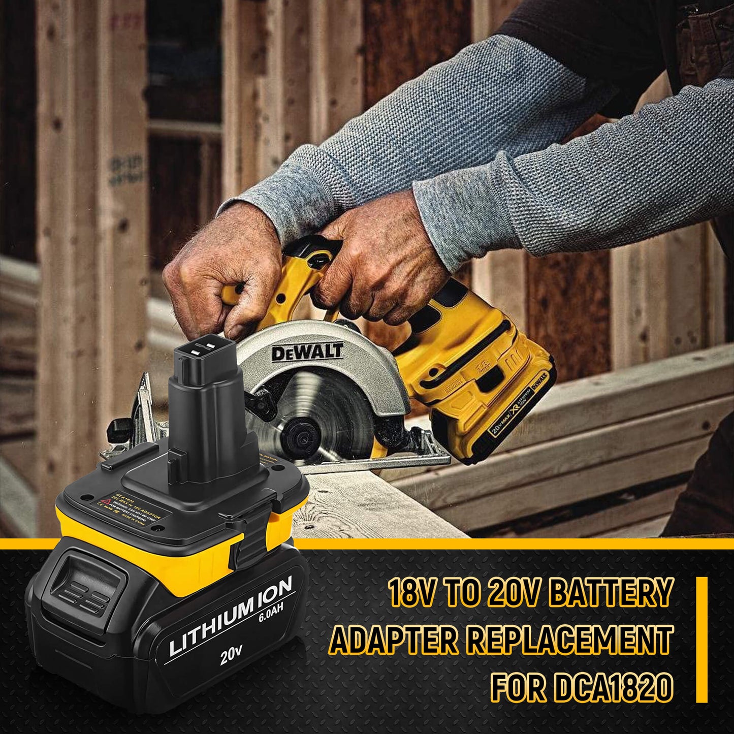 20V Battery Adapter for Dewalt 18V Tools Compatible with 20V MAX XR Lithium Battery DCB200 DCB201