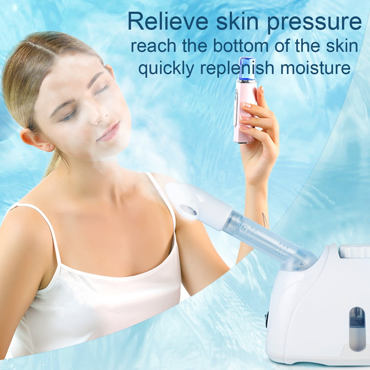 Fixdono Portable Facial Steamer, Nano Ionic Face Steamer with 180°Rotatable Sprayer, Warm/Cold Mist Portable Facial Steamer for Salon and SPA