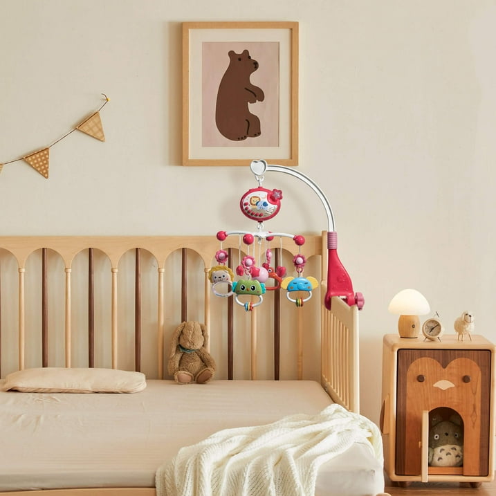 CreWear Crib Mobile with Music and Lights, Baby Mobiles for Cribs, Nursery Musical Mobile for Bassinets Toys Hanging Girls Boys
