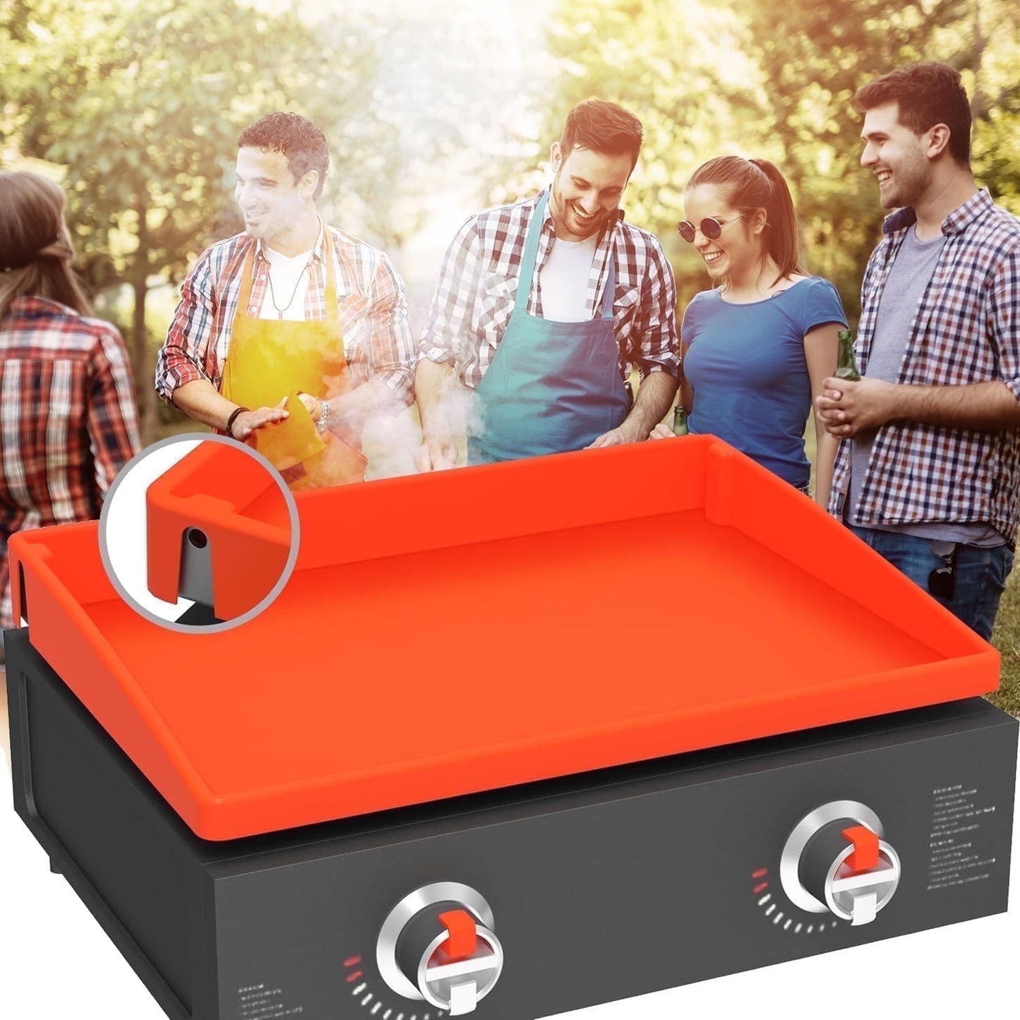 22" Griddle Mat Silicone for Blackstone, Magnetic Protective Cover Mats Blackstone Griddle(Orange)