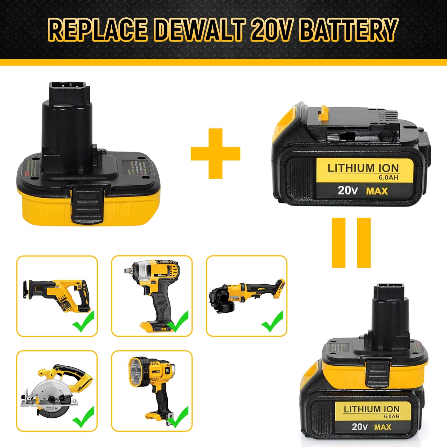 20V Battery Adapter for Dewalt 18V Tools Compatible with 20V MAX XR Lithium Battery DCB200 DCB201