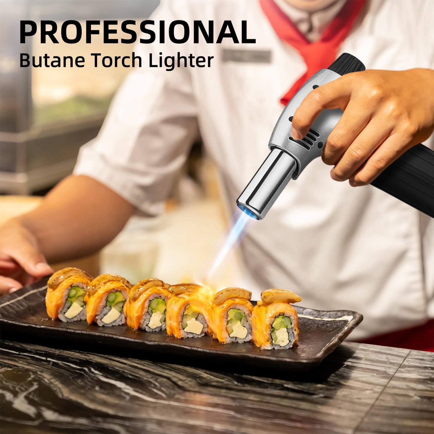 Fixdono Culinary Butane Torch, Professional Cooking Torch Lighter Butane Refillable for Baking BBQ