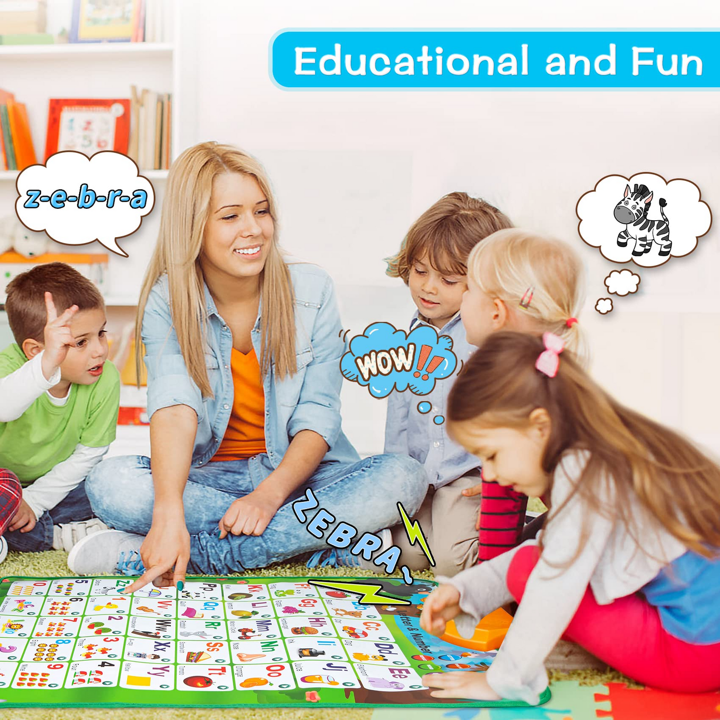 Electronic Alphabet Poster Toddler Toys, Interactive Toys Alphabet Wall Chart, ABC Chart for Toddlers, Montessori Learning Toys for 1 2 3 4 Years Old