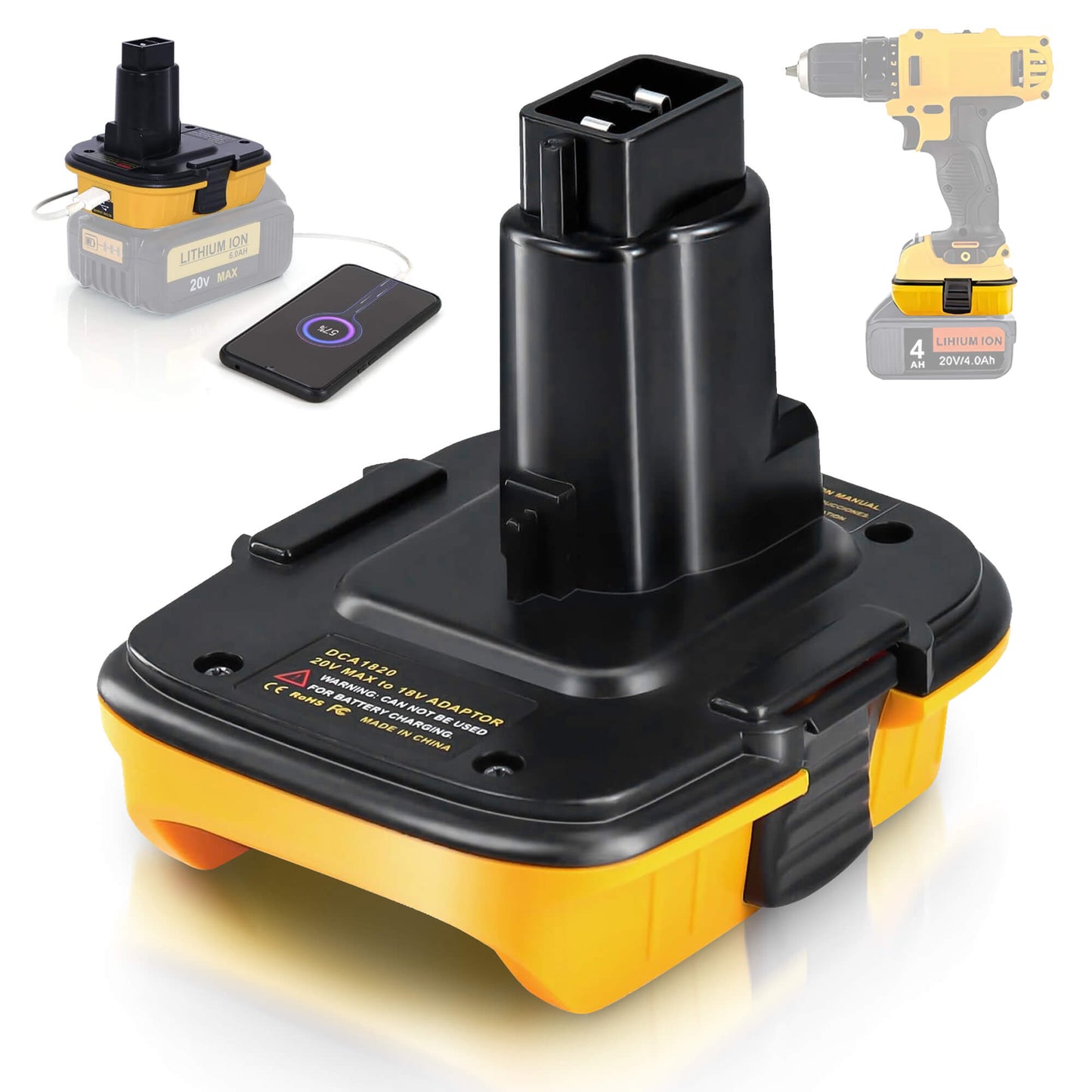 20V Battery Adapter for Dewalt 18V Tools Compatible with 20V MAX XR Lithium Battery DCB200 DCB201