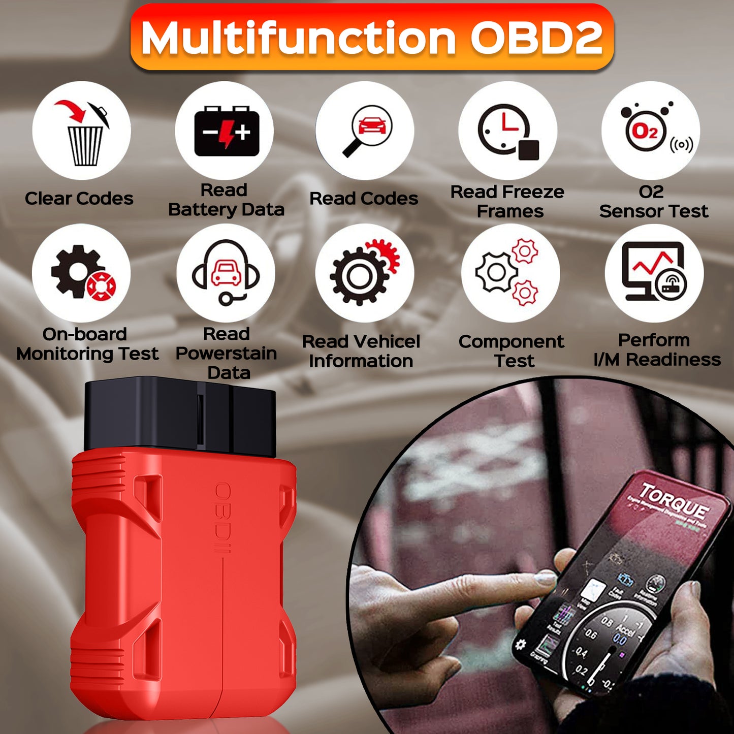 Tidymend OBD2 Scanner Bluetooth, Car Code Reader for iOS & Android, Exclusive APP & No Subscription Fee, OBDII Car Scanner Diagnostic Scan Tool