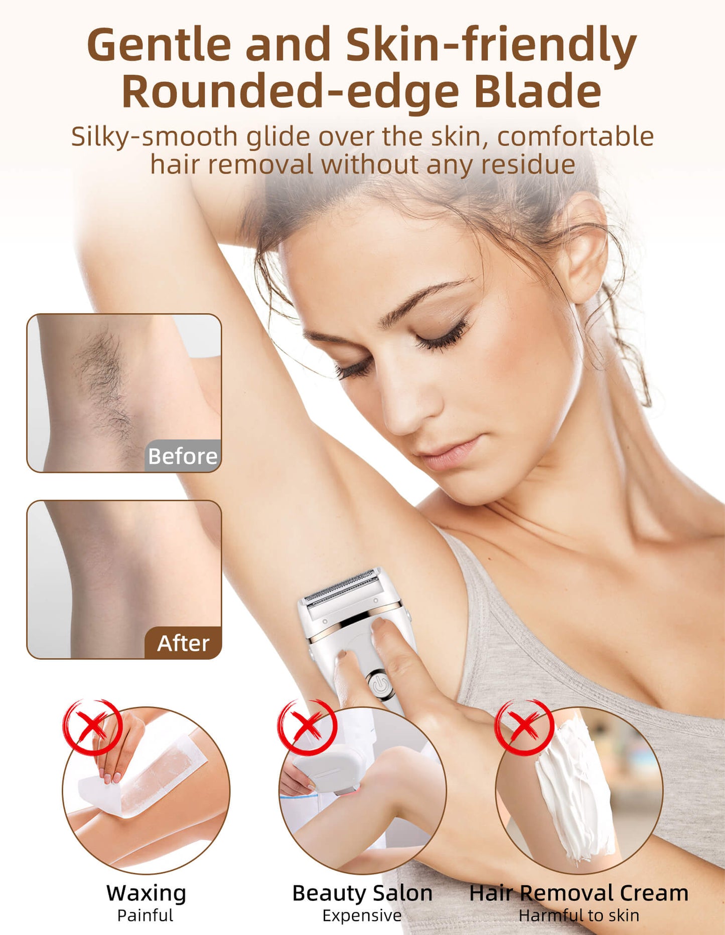 Fixdono Electric Razor for Women, 3 in 1 Lady Electric Shaver Body Hair Remover, Portable Bikini Trimmer for Leg Arm Armpit Underarms
