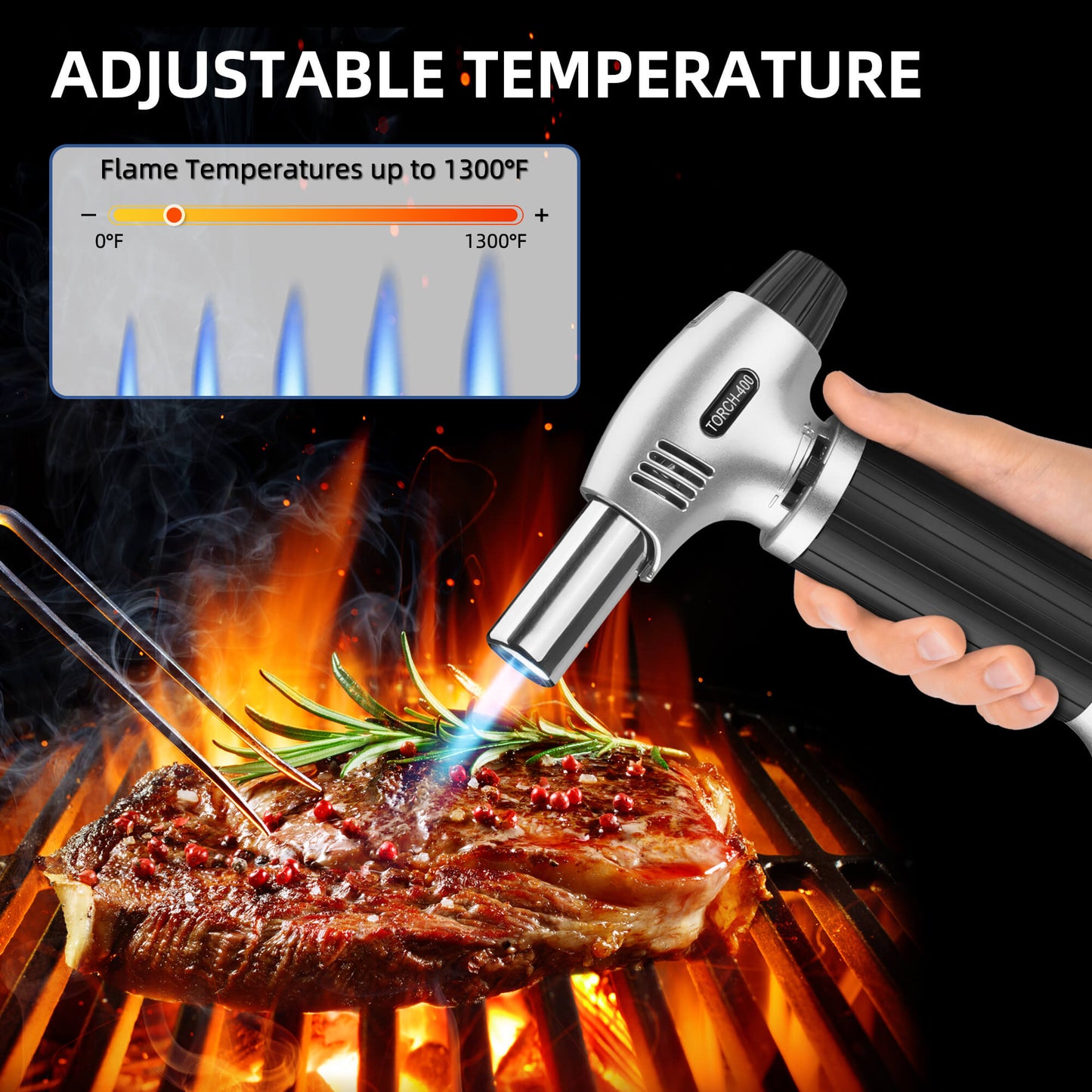 Fixdono Culinary Butane Torch, Professional Cooking Torch Lighter Butane Refillable for Baking BBQ