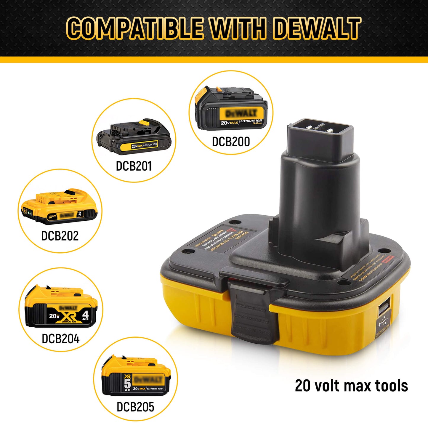 20V Battery Adapter for Dewalt 18V Tools Compatible with 20V MAX XR Lithium Battery DCB200 DCB201