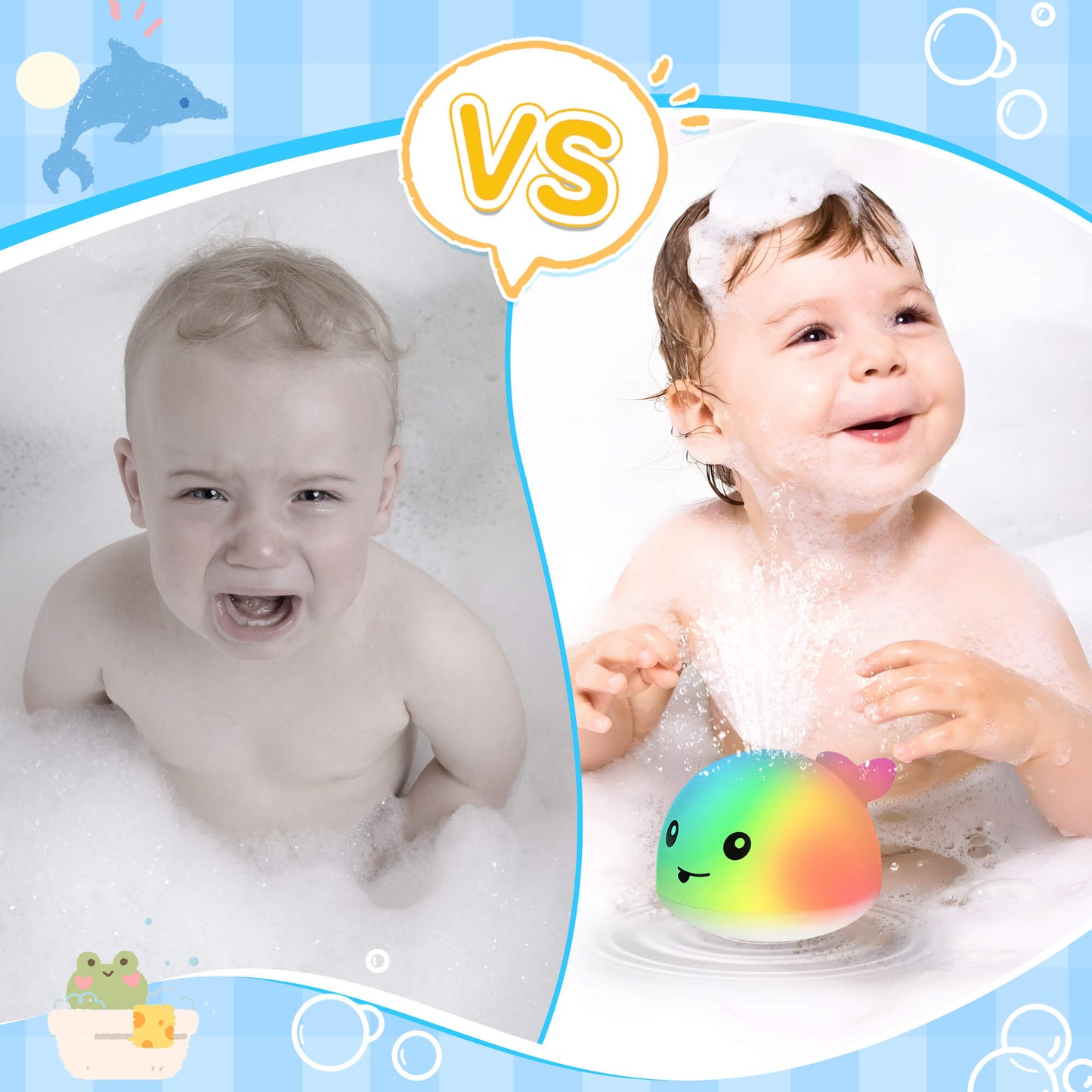 Fixdono Baby Bath Toys, Whale Light up Fountain Bath Toy, Birthday Christmas Gift for Baby Toddler 6 Months and Older, Unisex