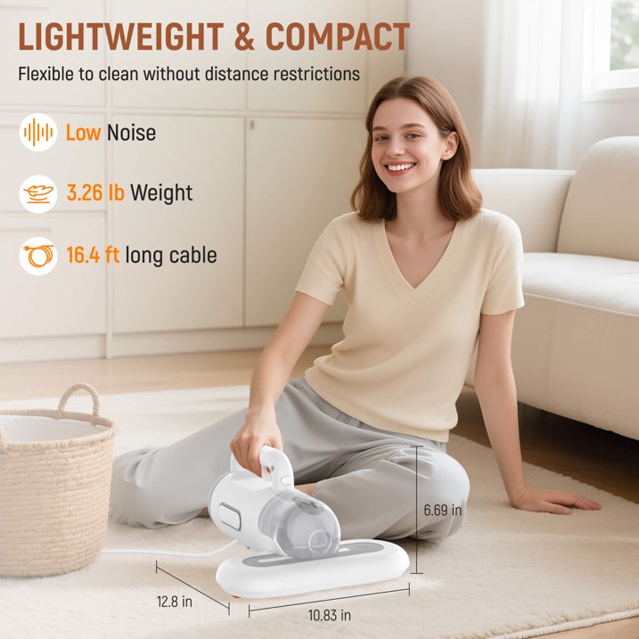 Tidymend Mattress Vacuum Cleaner, Bed Vacuum Cleaner 11Kpa Strong Suction with 253.7nm UV-C Light, Versatile Handheld Vacuums for Bed, Sofa, Couch, Pillow, 400W, Corded