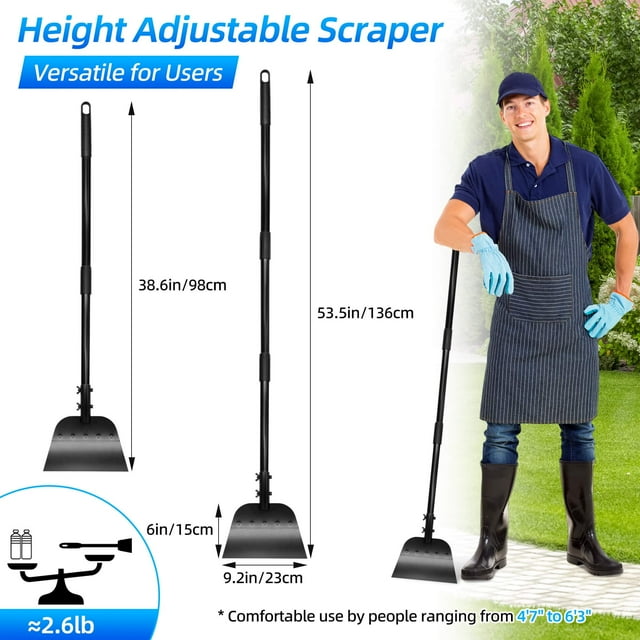 Tidymend Garden Flat Shovel, 54" Garden Cleaning Shovel, Heavy Duty Manual Weeder Metal Floor Scraper Garden Tool for Lawn Edging, Digging, Weeding, Scraping, Ice Remove