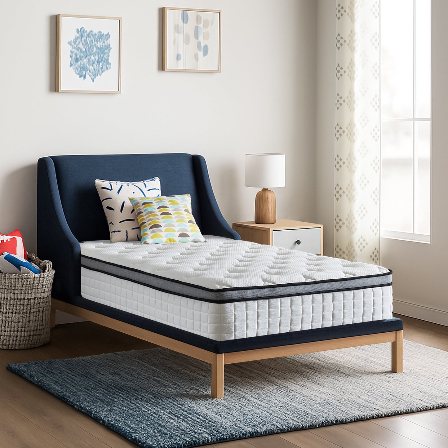 Hillnova 10" Twin Mattress, Euro Top Foam & Pocket Spring Hybrid Mattress in a Box, Plush Comfort, Pressure Relief and Motion Isolation
