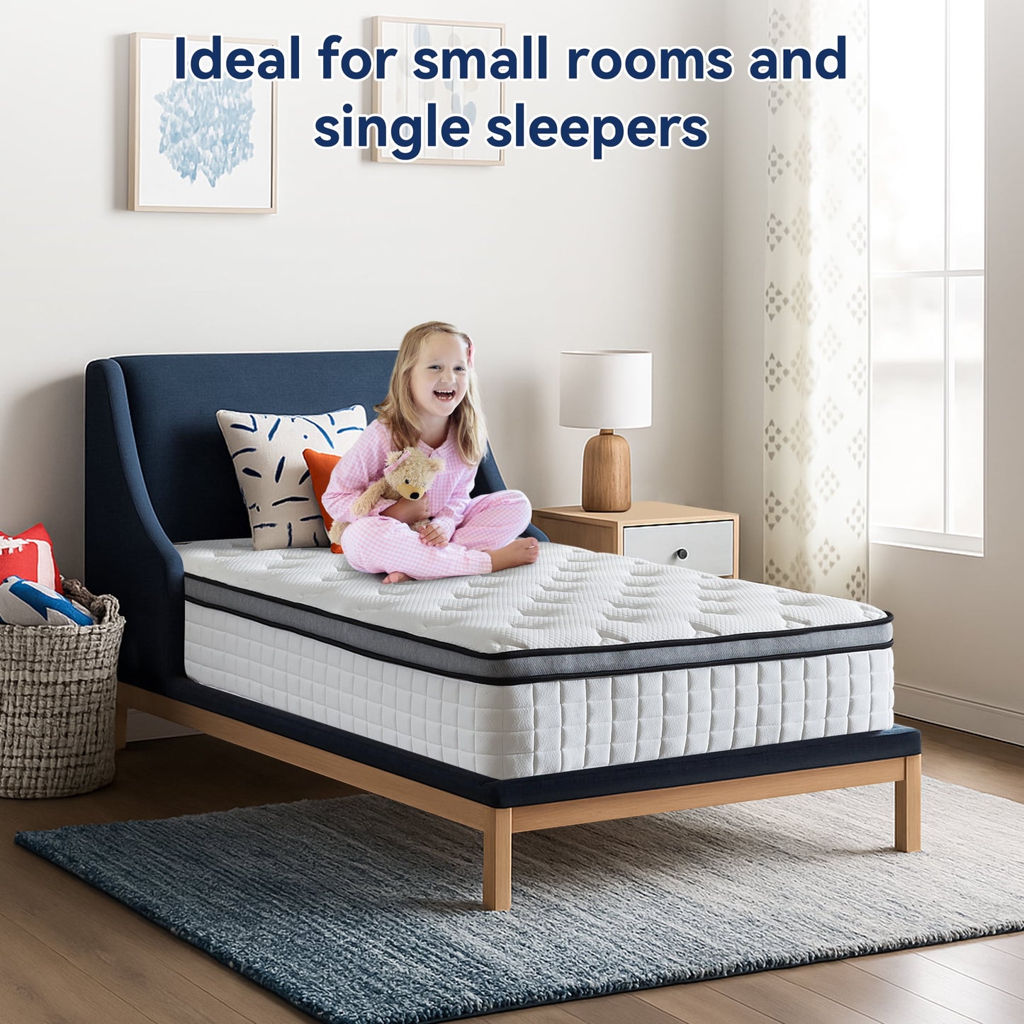 Hillnova 12" Twin Mattress, Euro Top Foam & Pocket Spring Hybrid Mattress in a Box, Plush Comfort, Pressure Relief and Motion Isolation