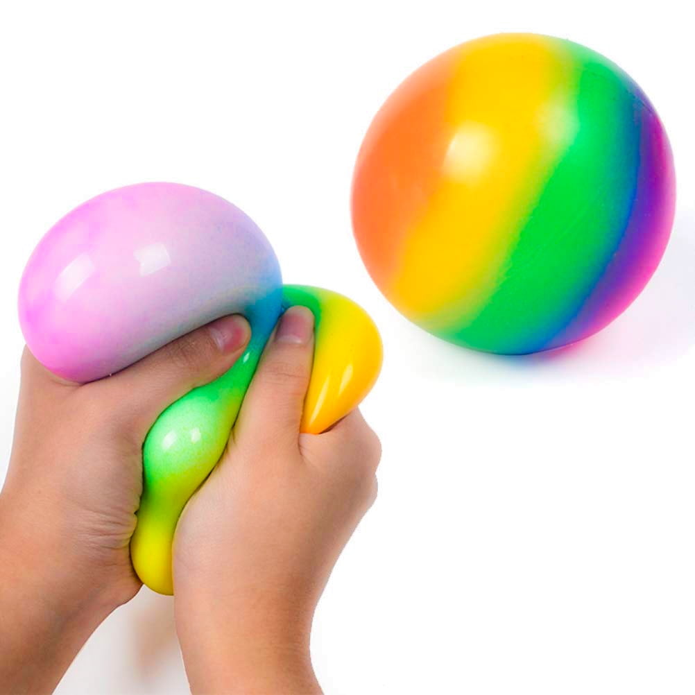Rainbow Stress Balls, Squishy Sensory Fidget Toys for Kids and Adults, 2.75 Inch Stress Relief Squeeze Balls for Anxiety Relief