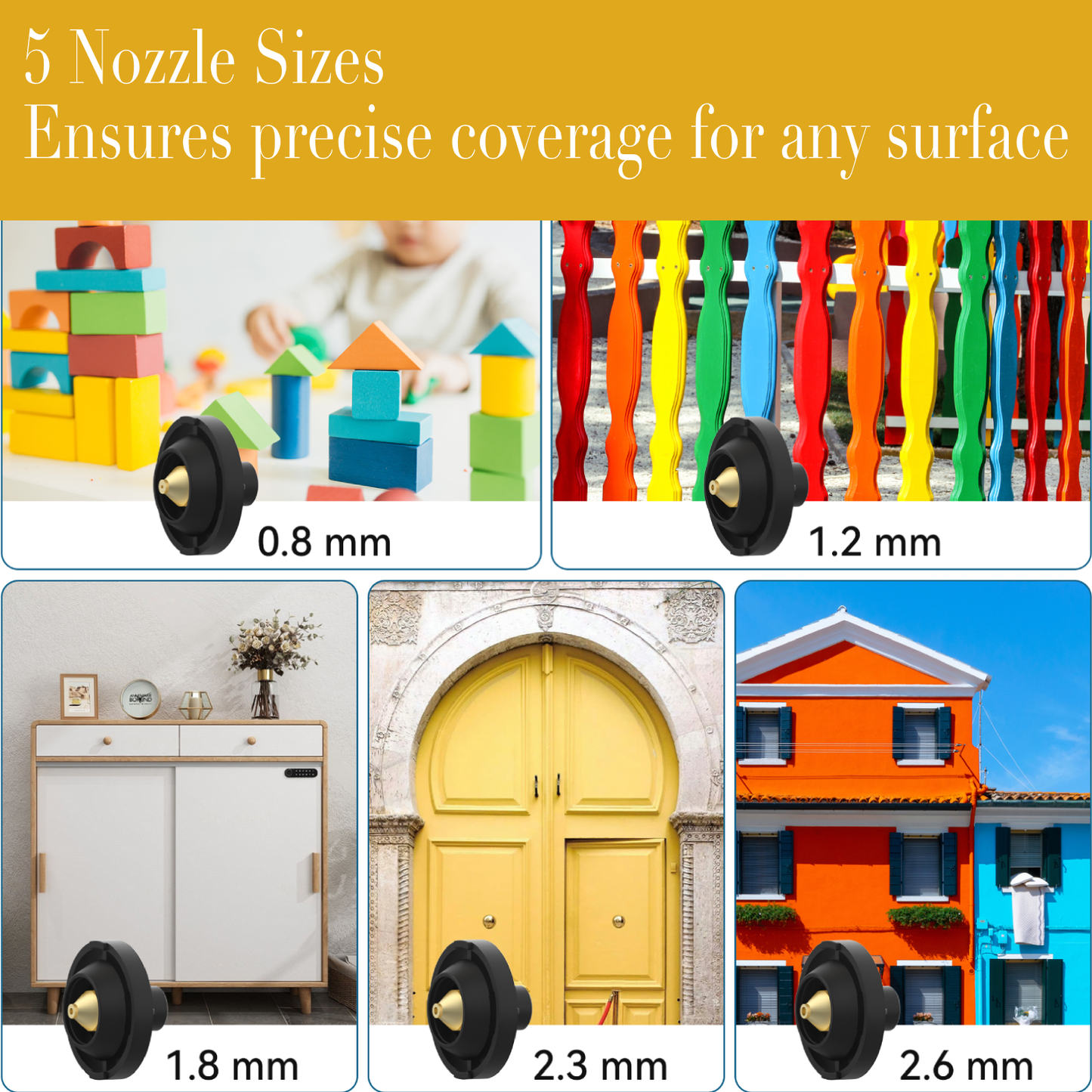 Tidymend Paint Sprayer 800W HVLP High Power Electric Spray Paint Gun with 1400ml Container, 5 Copper Nozzles & 3 Patterns, Spray Gun for Furniture, Walls, House Painting