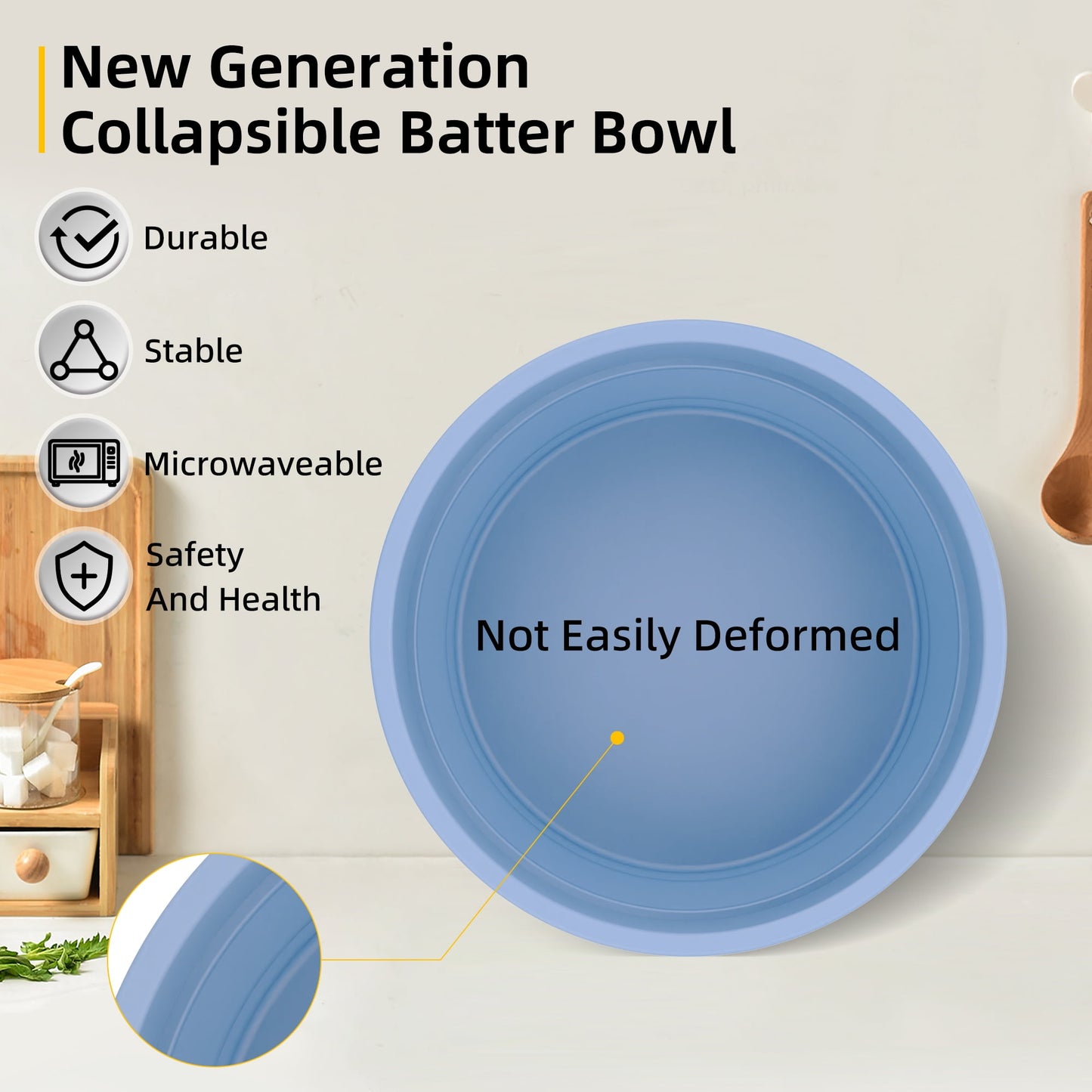 1 Pcs Collapsible Batter Bowl, Mess Free Breading Shaker, Silicone Mixing Bowls with Lids, Fry Fish Chicken Onion Rings