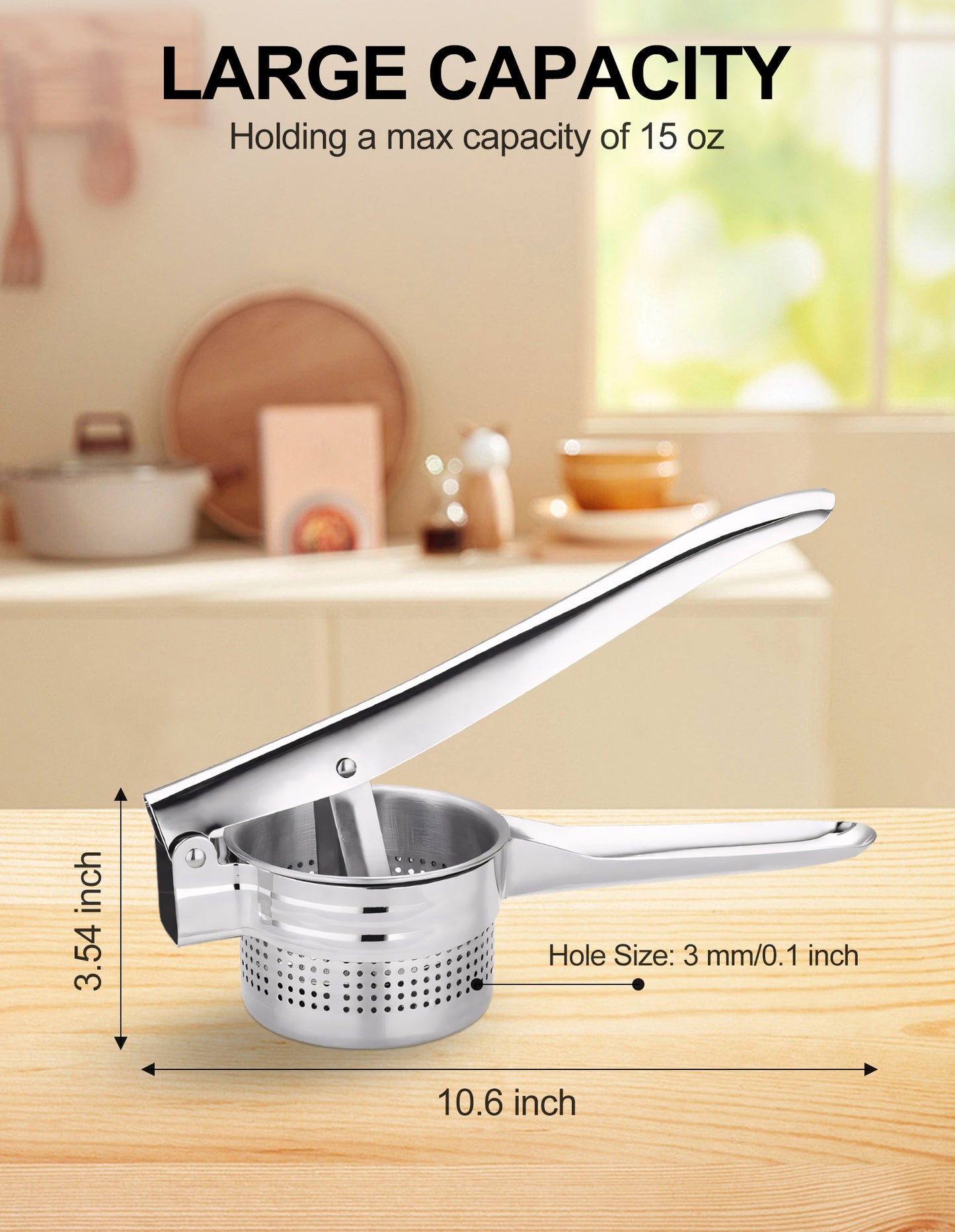Sentryse Potato Ricer, Heavy Duty Stainless Steel Potato Masher, Manual Ricer Kitchen Tool for Fruits, Vegetables, Potato