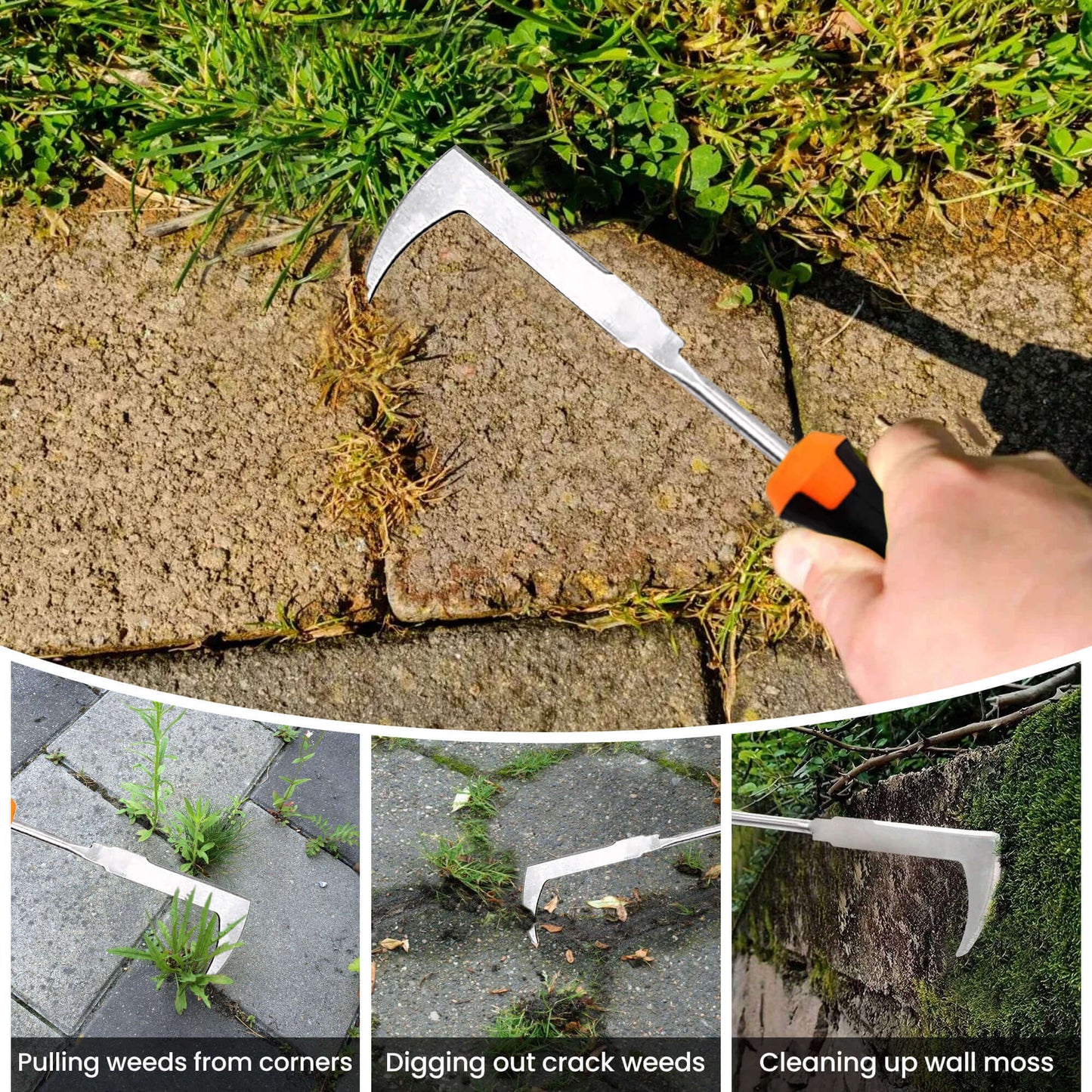 Fixdono Weed Puller Tool with Gloves, Weeder Hand Tool for Garden, Weeding Tool with 4 Claws, Weeder Garden Root Remover Tool for Garden, Gap or Corner Weeding, 3 Pack