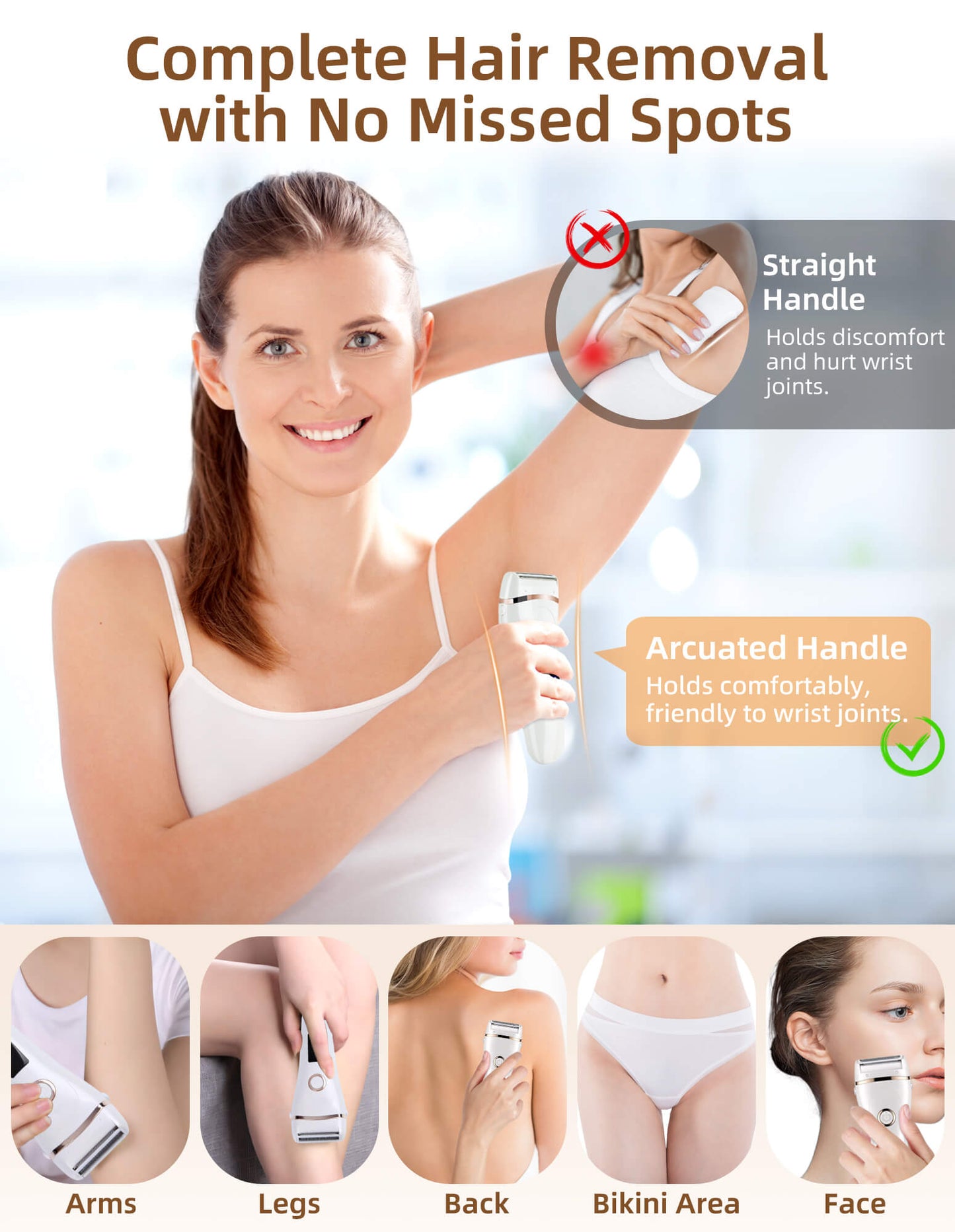 Fixdono Electric Razor for Women, 3 in 1 Lady Electric Shaver Body Hair Remover, Portable Bikini Trimmer for Leg Arm Armpit Underarms