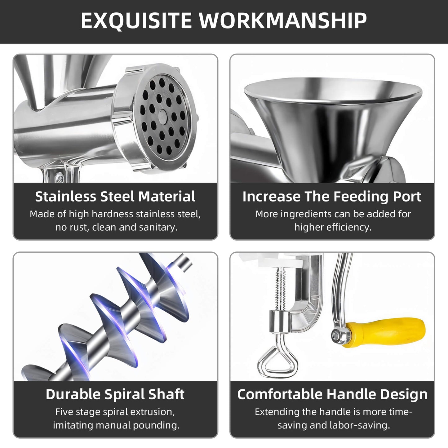 Fixdono Manual Meat Grinder, Sausage Maker Stuffer, Heavy Duty Hand Operated Mincer Food Kitchen Maker Machine
