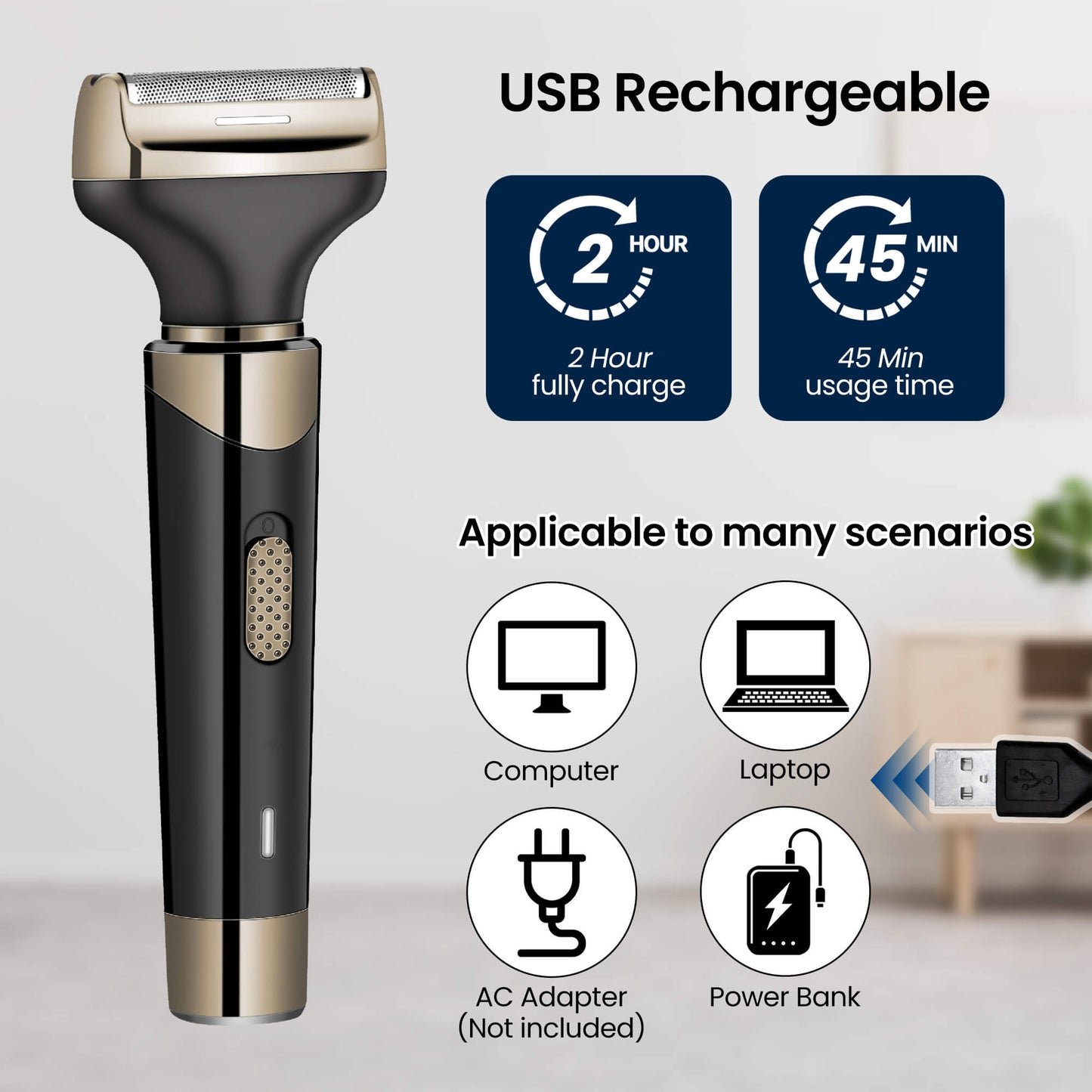 Reichtum Electric Shaver for Men Women, 4 in 1 Rechargeable Razor Nose Hair Trimmer Grooming Groomer Kit for Facial Eyebrow Beard Sideburn