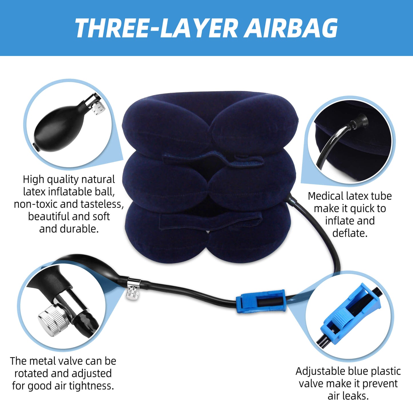Cervical Neck Traction Device for Neck Pain Relief, Adjustable Inflatable Neck Stretcher Neck Brace, Neck Traction Pillow for Use Neck Decompression and Neck Tension Relief