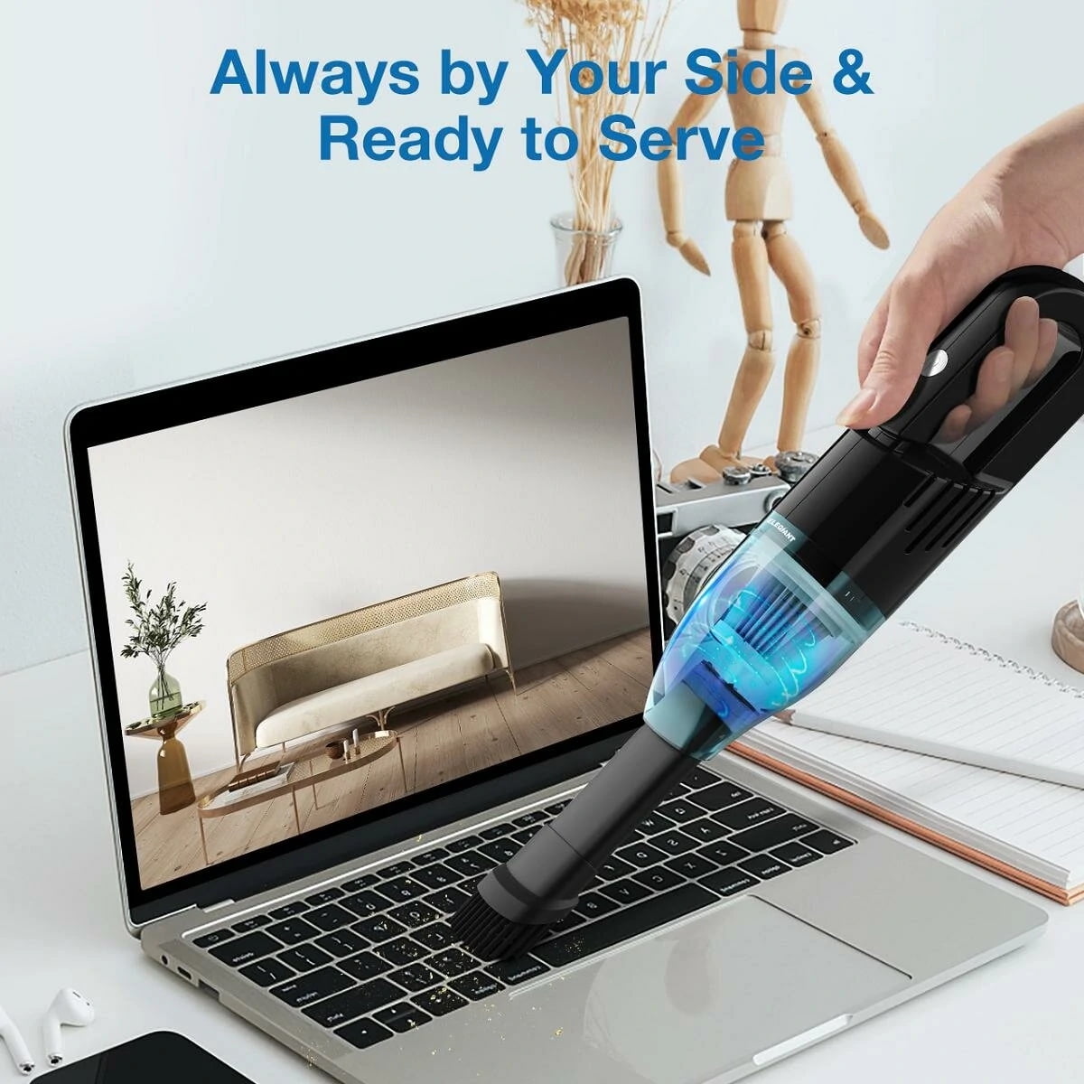 Fixdono Handheld Vacuum Cordless, 6000Pa Rechargeable Car Vacuum Cleaner Dust Buster with Multi-Nozzles for Automotive, Keyboard, Office